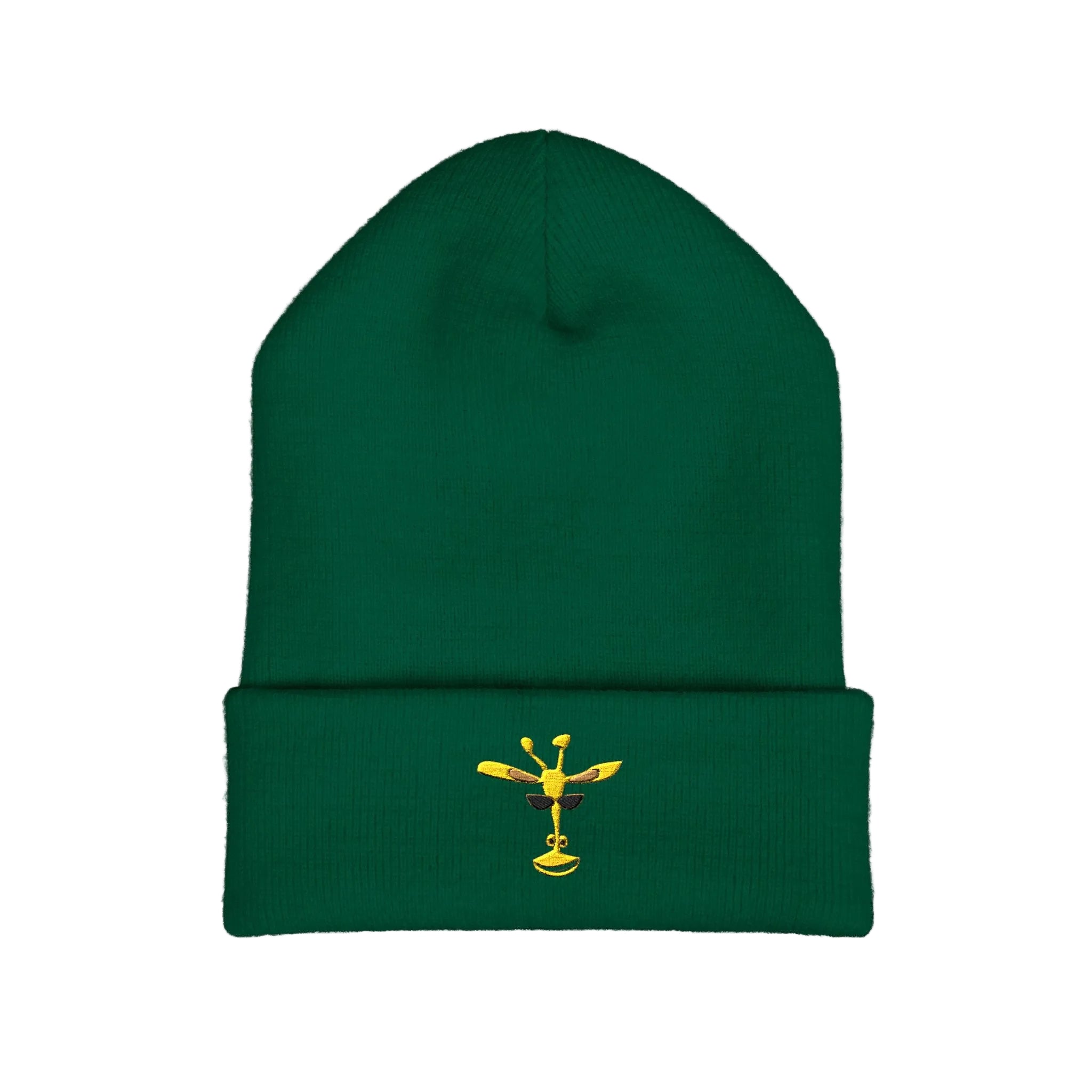 Embroidered Yellow Giraffe Cuffed Beanie
