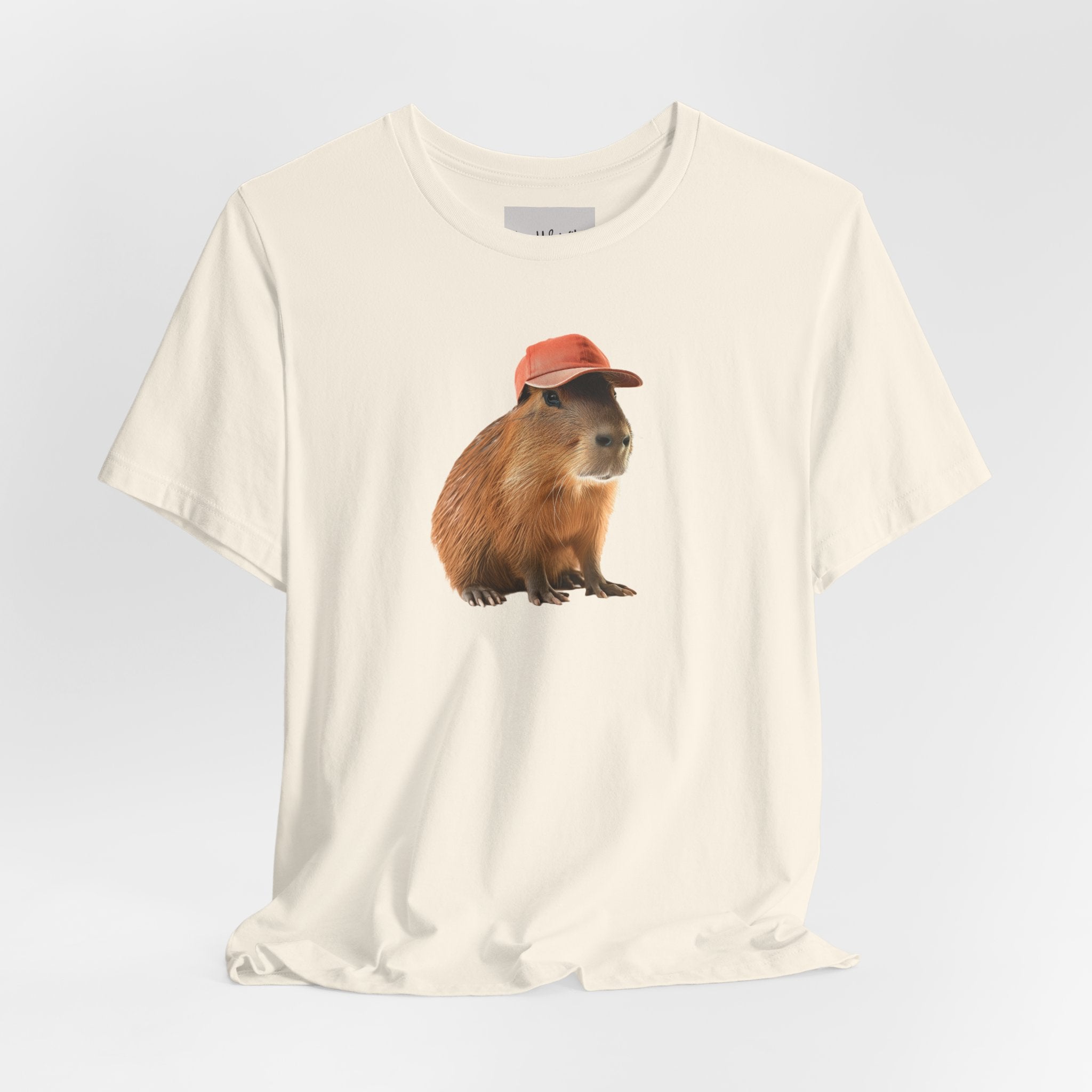 Capybara in Red Cap T-Shirt — Cute Animal Graphic Tee