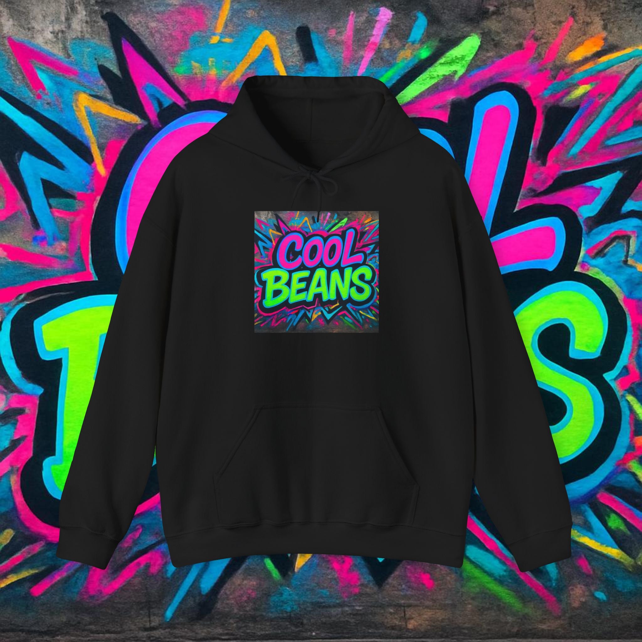 Cool Beans Hoodie — Retro Neon Graffiti Streetwear Pullover