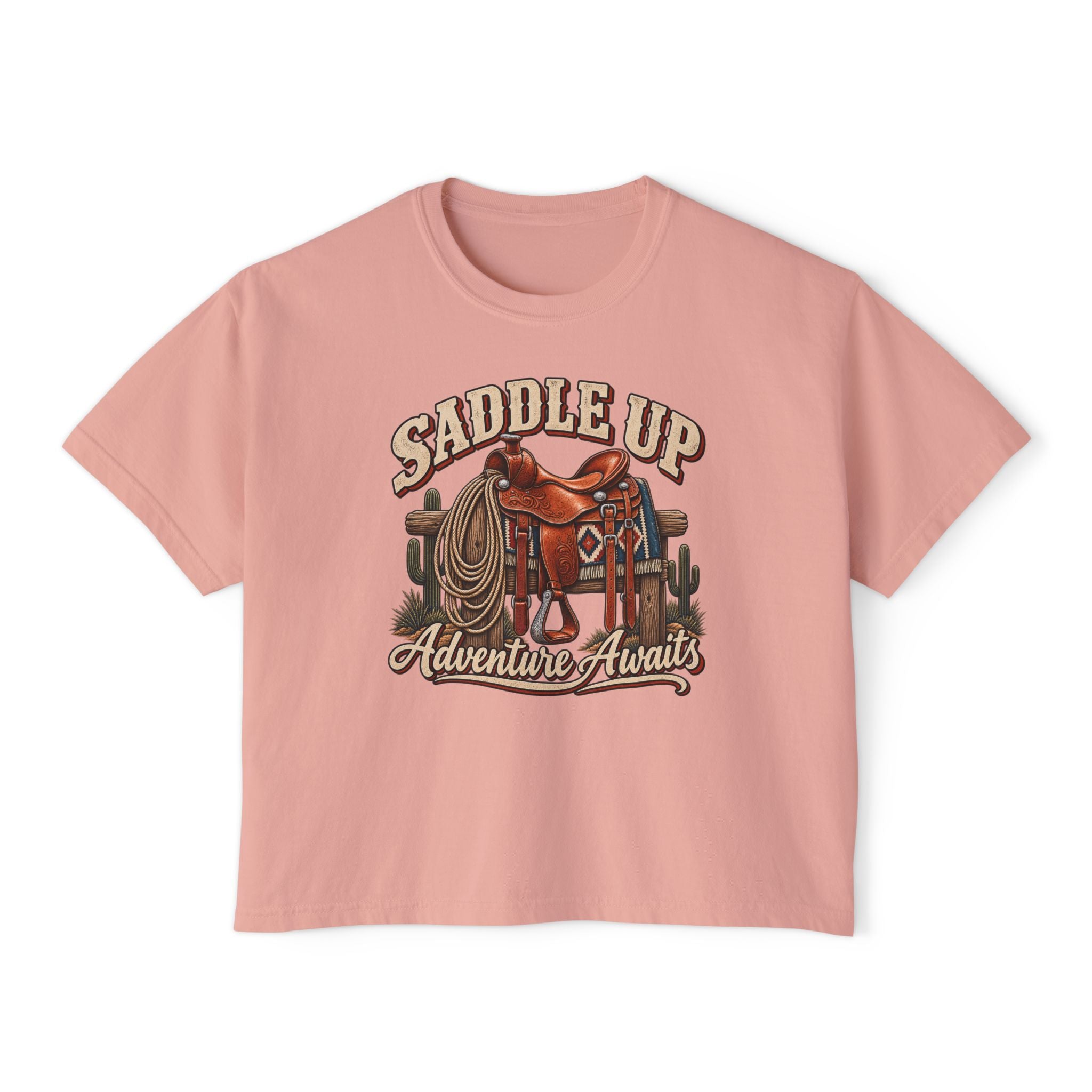 Saddle Up Adventure Awaits Women’s Boxy Tee