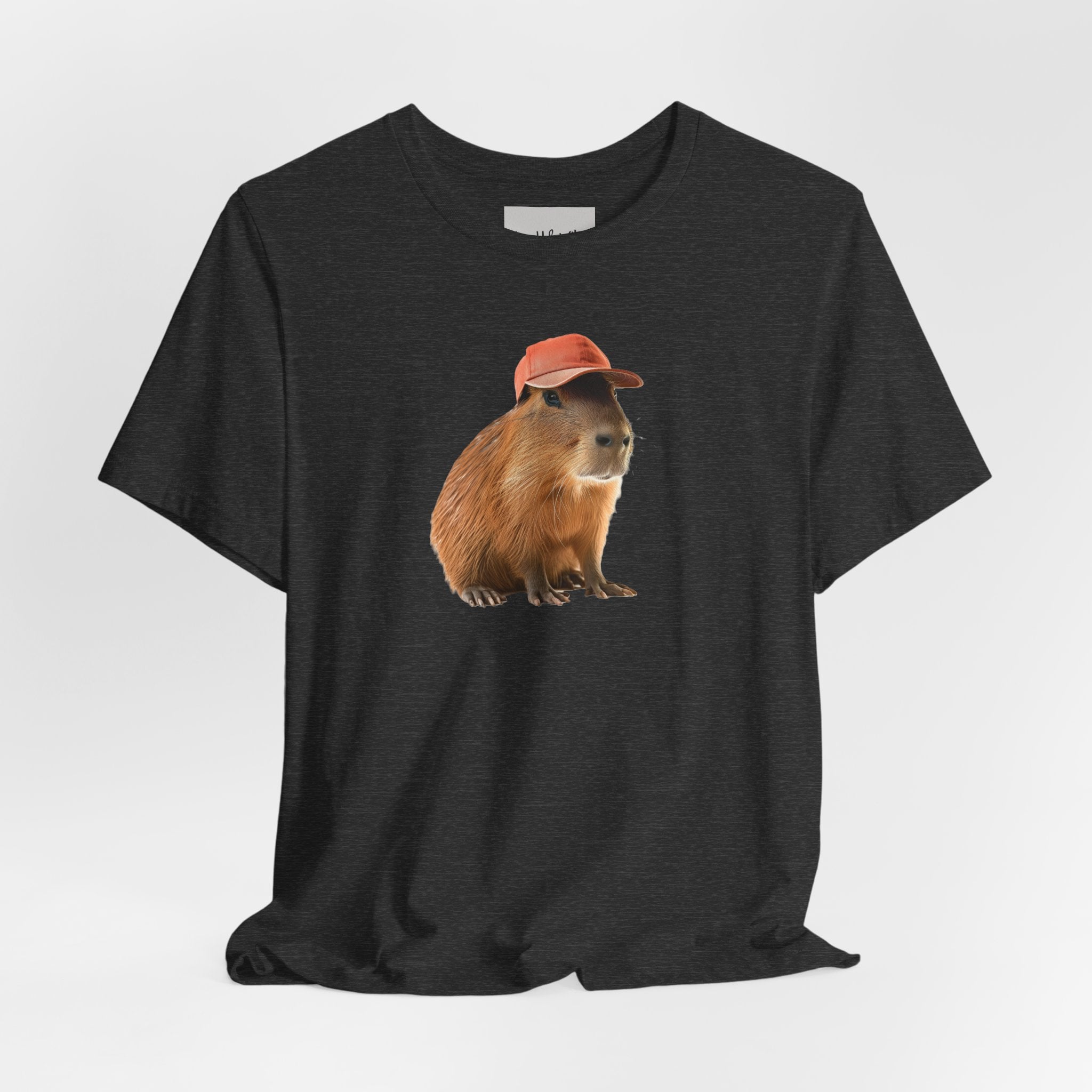 Capybara in Red Cap T-Shirt — Cute Animal Graphic Tee