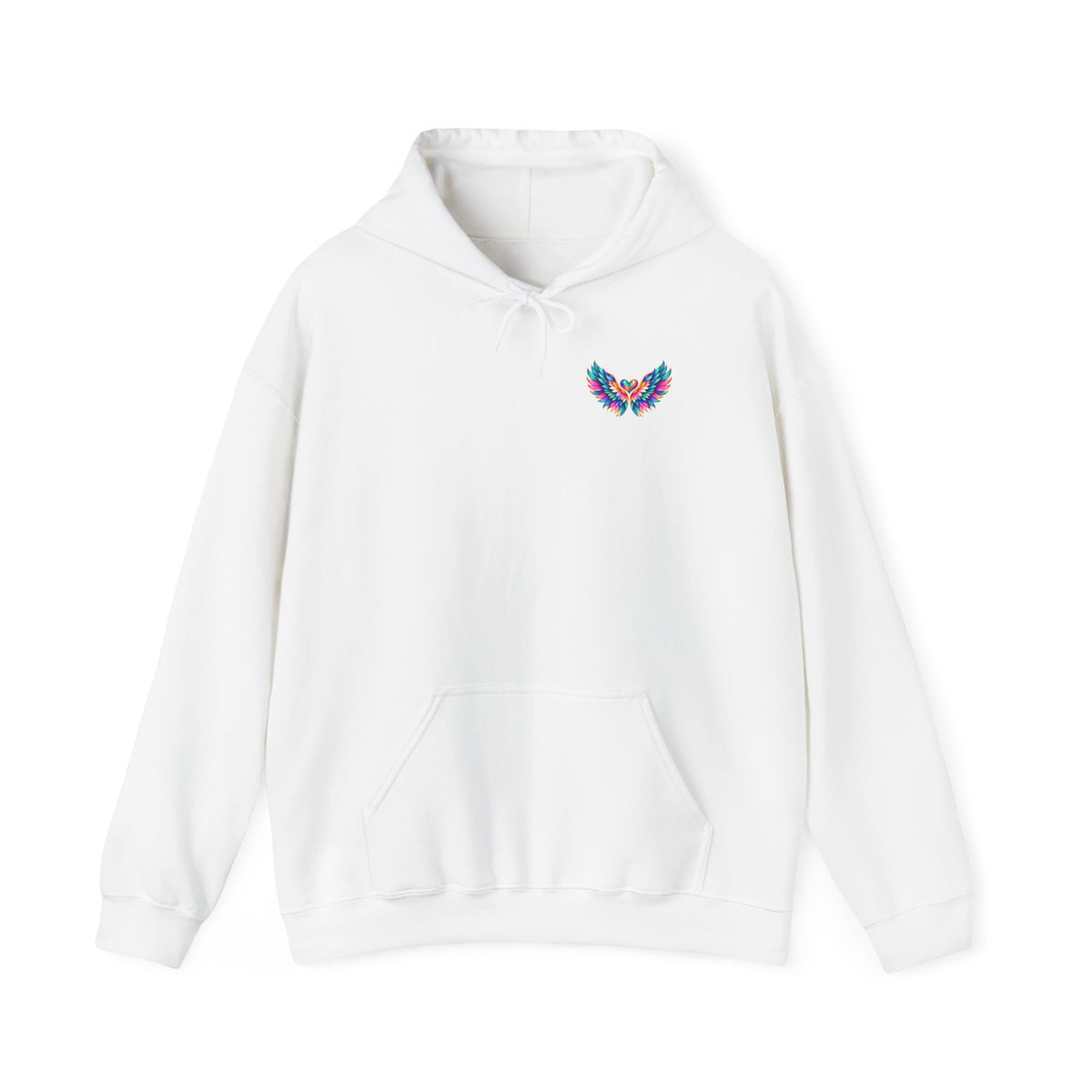 Winged Inspiration Hoodie — "Spread Your Wings" Colorful Angel Wings Graphic