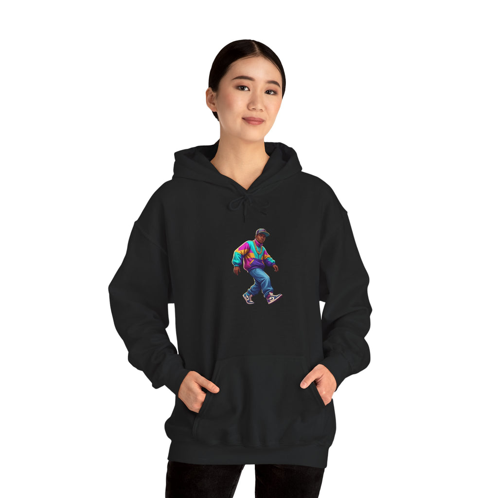 Retro Skateboarder Hoodie — Colorful 90s Skate Crew Pullover