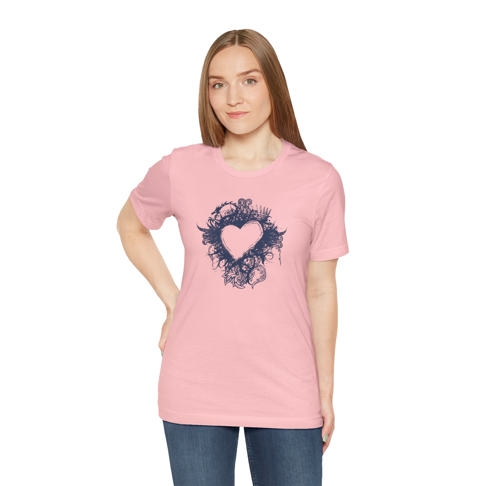 Heart Doodle T-Shirt — Hand-Drawn Floral Heart Tee (Valentine’s Gift)