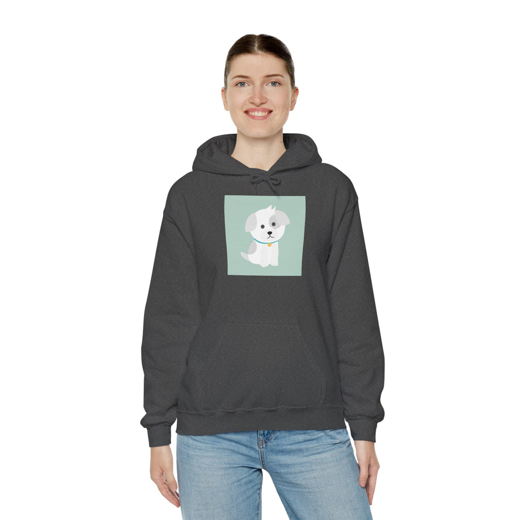 Cute White Puppy Hoodie – Cute Dog Cartoon Sweatshirt for Pet Lovers