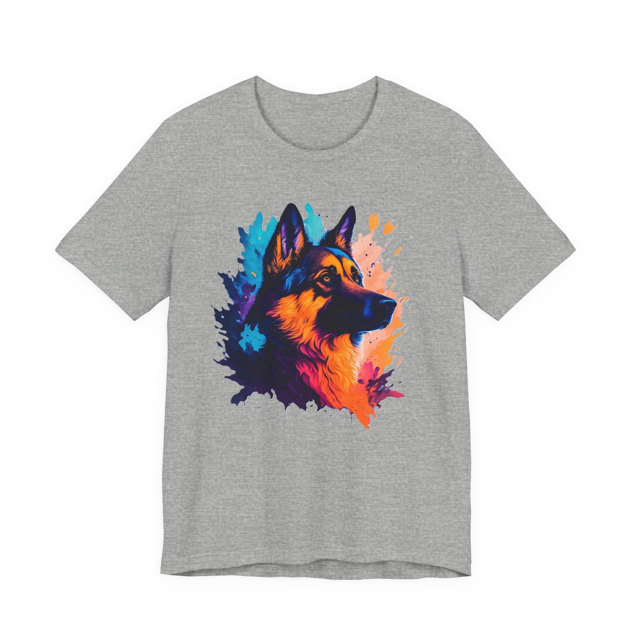German Shepherd Splash Art Tee - Colorful Dog Portrait T-Shirt