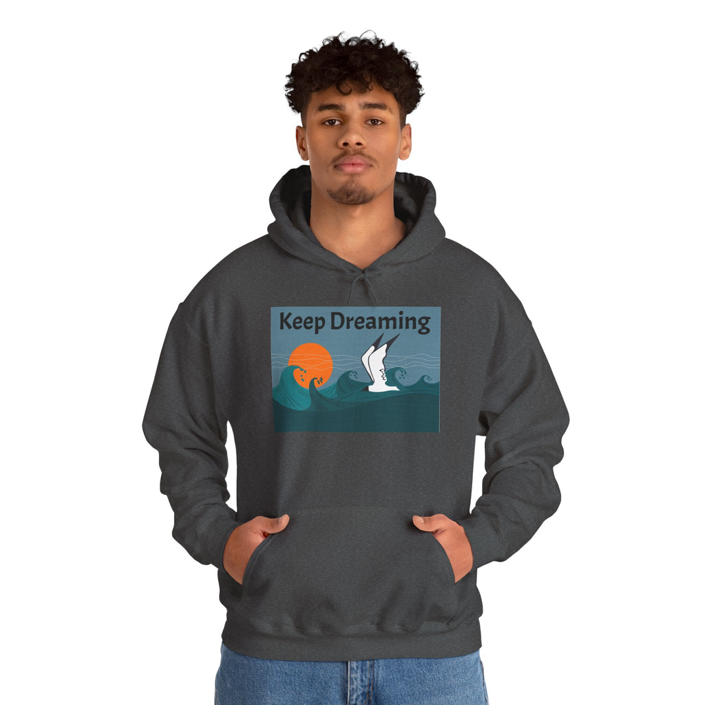 Keep Dreaming Hoodie — Seagull Sunset Graphic Pullover