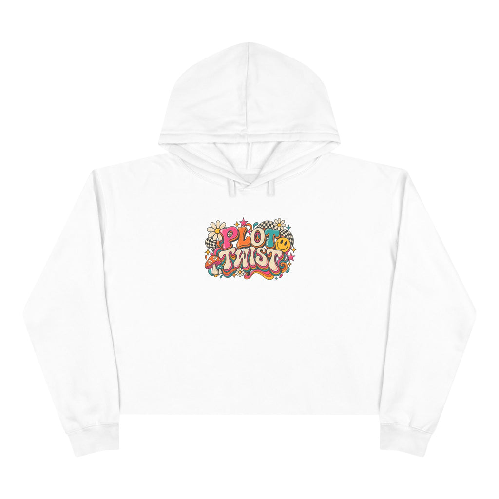 Crop Hoodie — Retro 'Plant Twist' Floral Graphic Cropped Hoodie