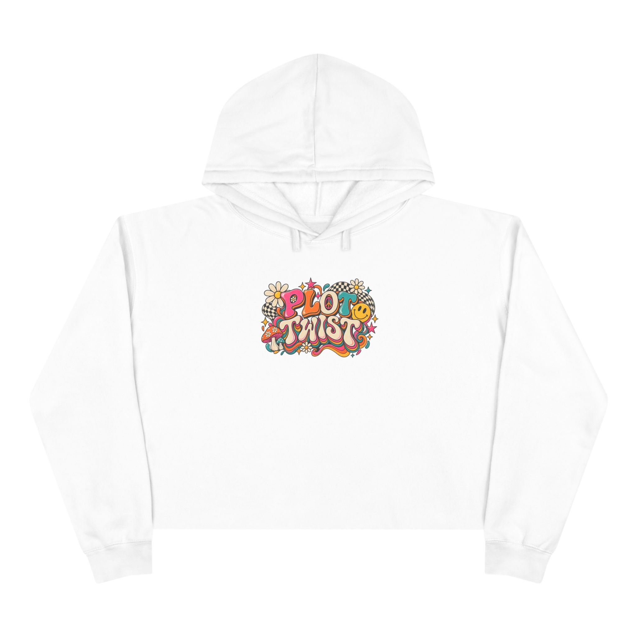 Crop Hoodie — Retro 'Plant Twist' Floral Graphic Cropped Hoodie