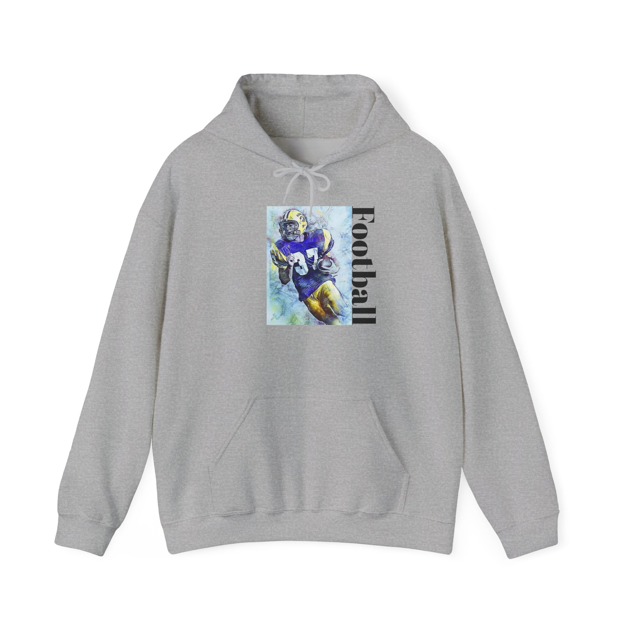 Football Player Watercolor Hoodie – Vintage Gridiron Sports Sweatshirt