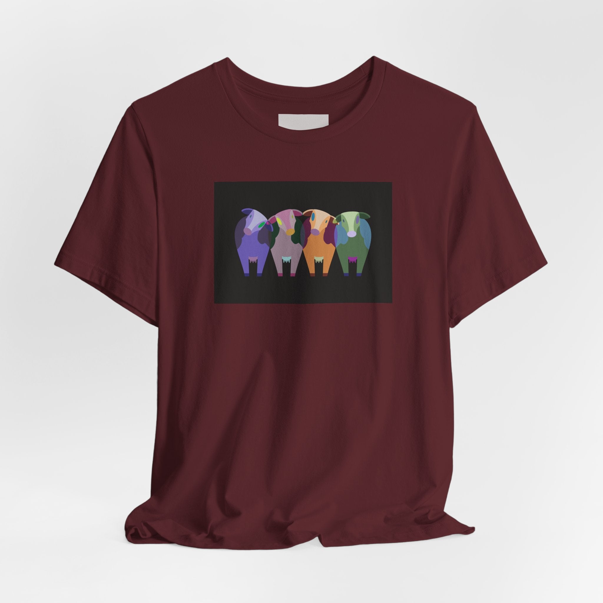 Colorful Buffalo Herd Tee — Geometric Bison Art T-Shirt