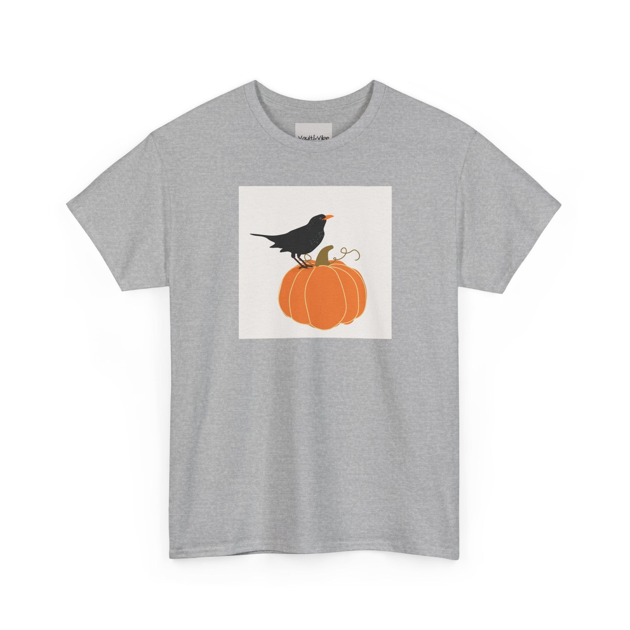 Pumpkin & Crow Tee — Autumn Halloween Graphic T-Shirt