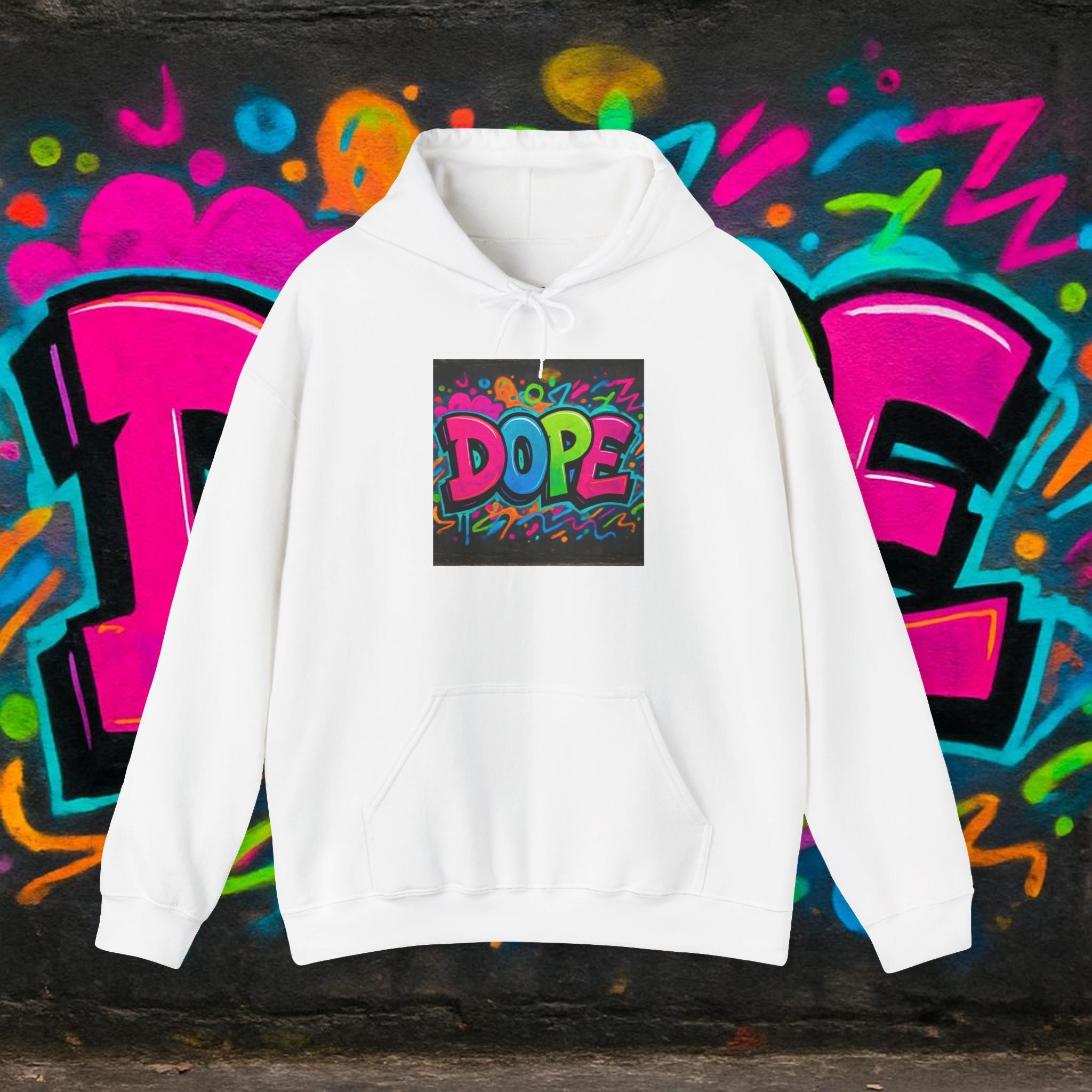 Dope Graffiti Hoodie — Colorful Retro Streetwear Pullover