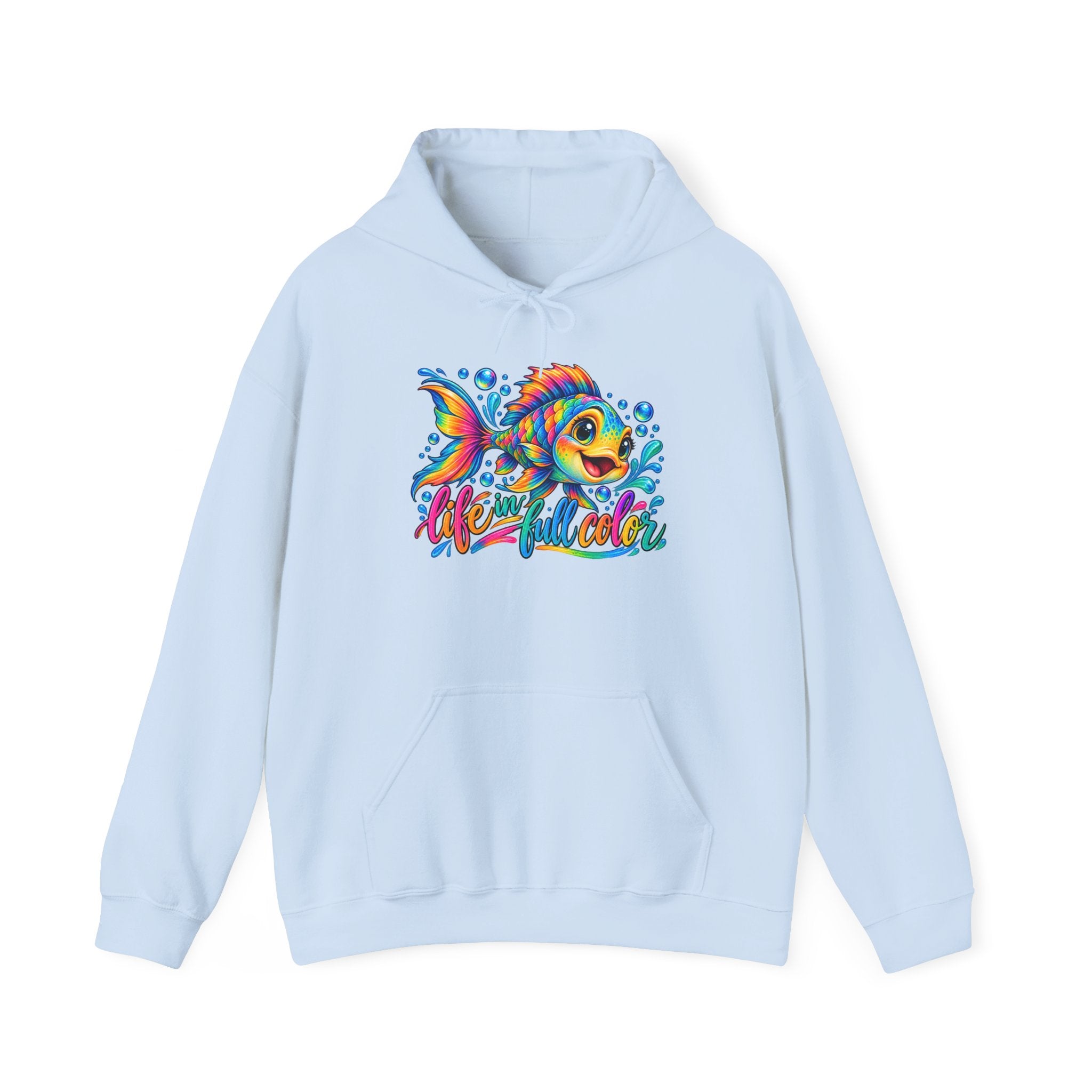 Colorful Fish Hoodie — Vibrant 'Reel Frosted' Fishing Crew Sweatshirt