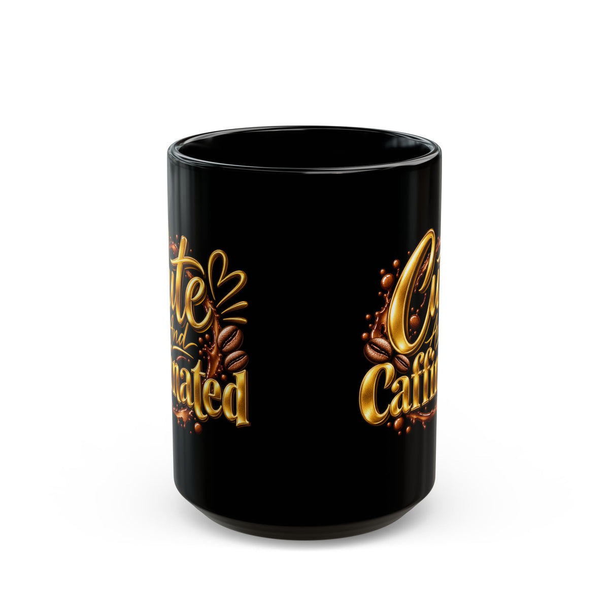 Cute and Caffeinated Black Mug — 11oz & 15oz Coffee Cup