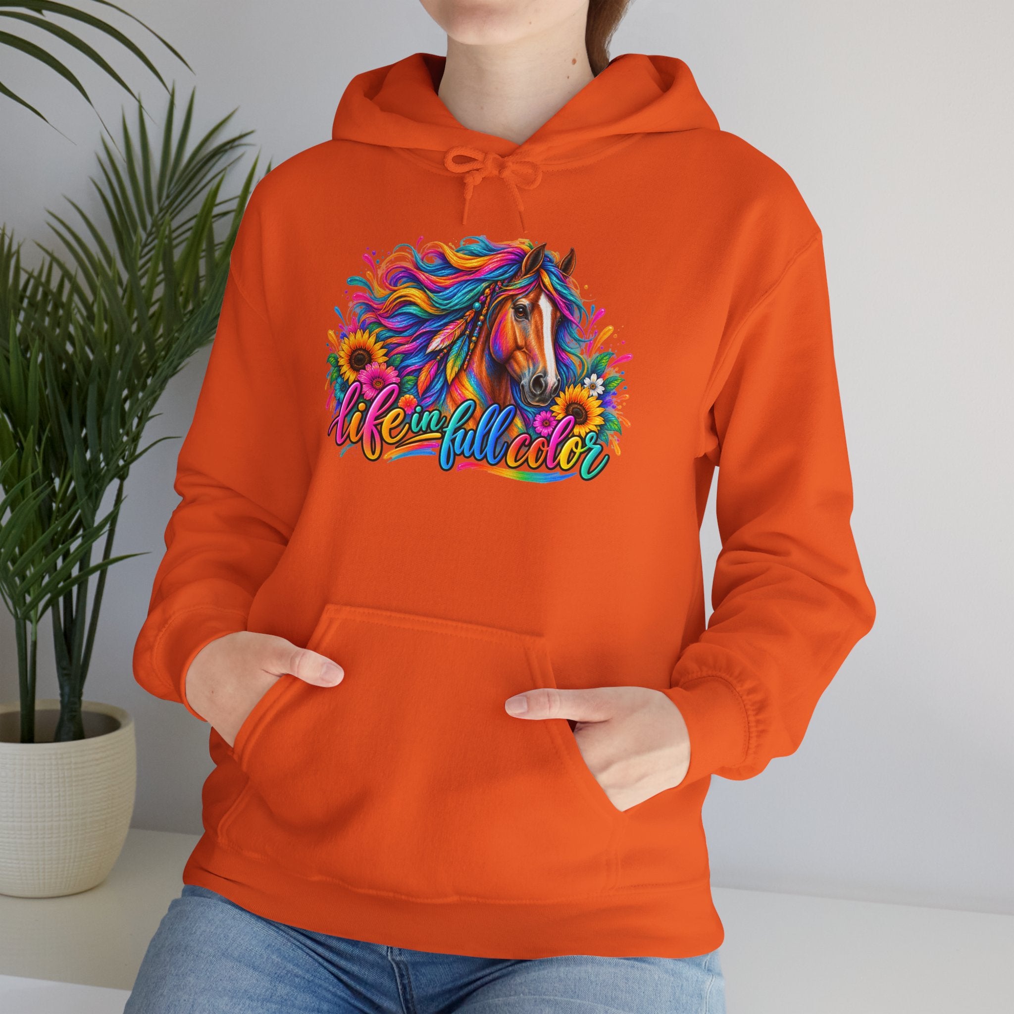Colorful Horse Hoodie - "Wonderful Color" Rainbow Stallion Pullover