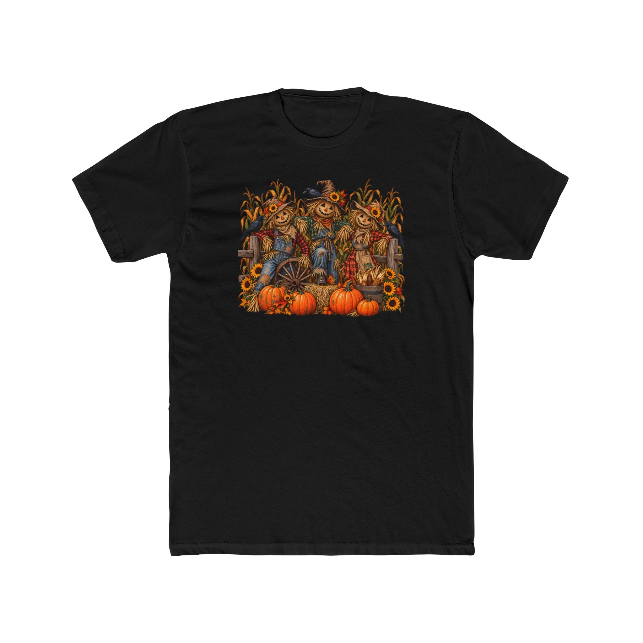 Autumn Scarecrow Patch Tee — Fall Pumpkin & Sunflower Harvest Shirt