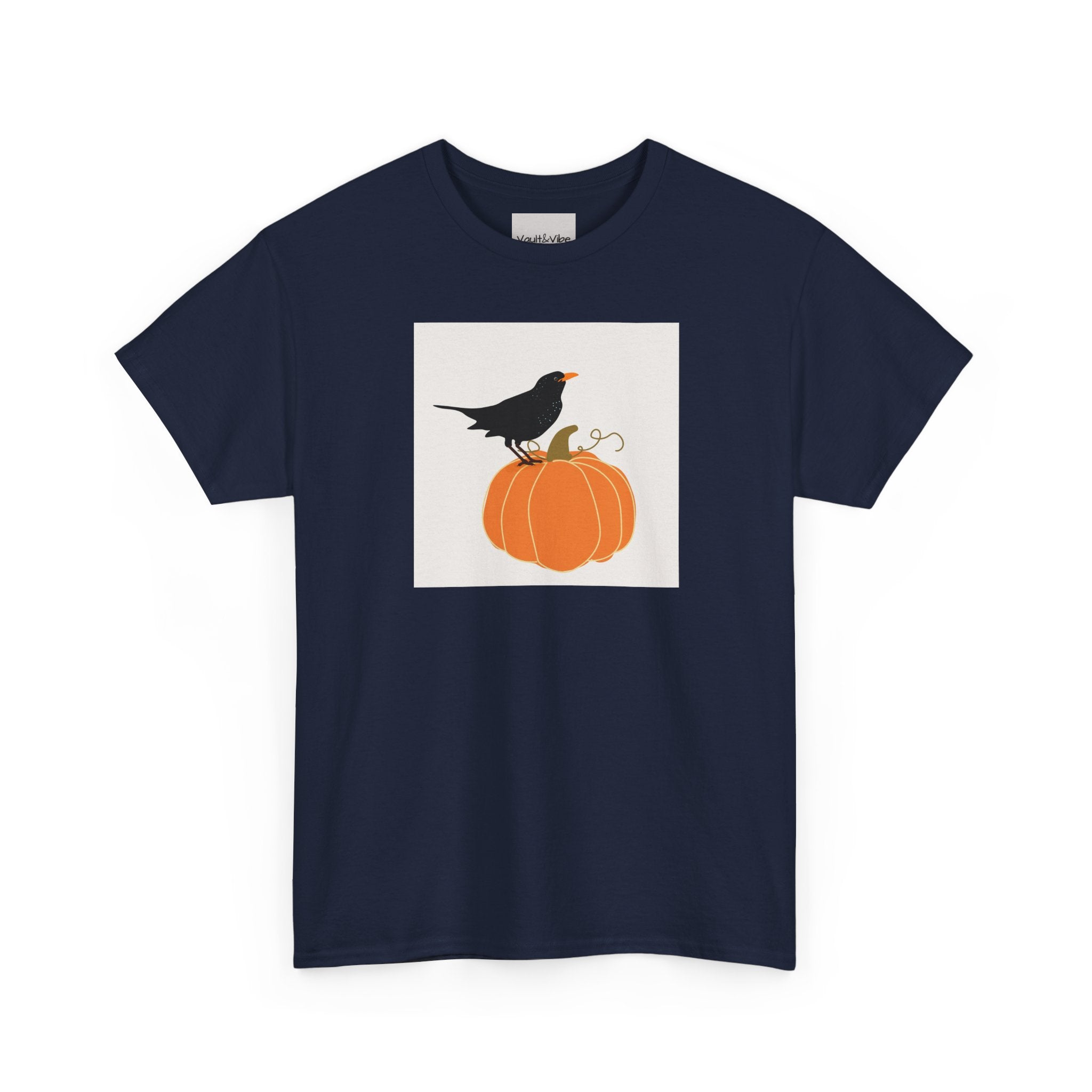 Pumpkin & Crow Tee — Autumn Halloween Graphic T-Shirt