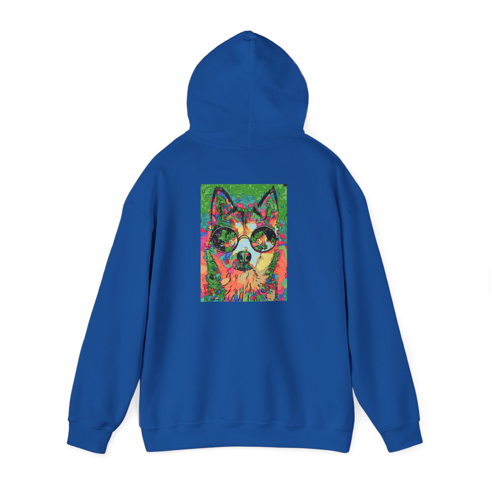 Psychedelic Husky Hoodie — Colorful Trippy Dog Art Pullover