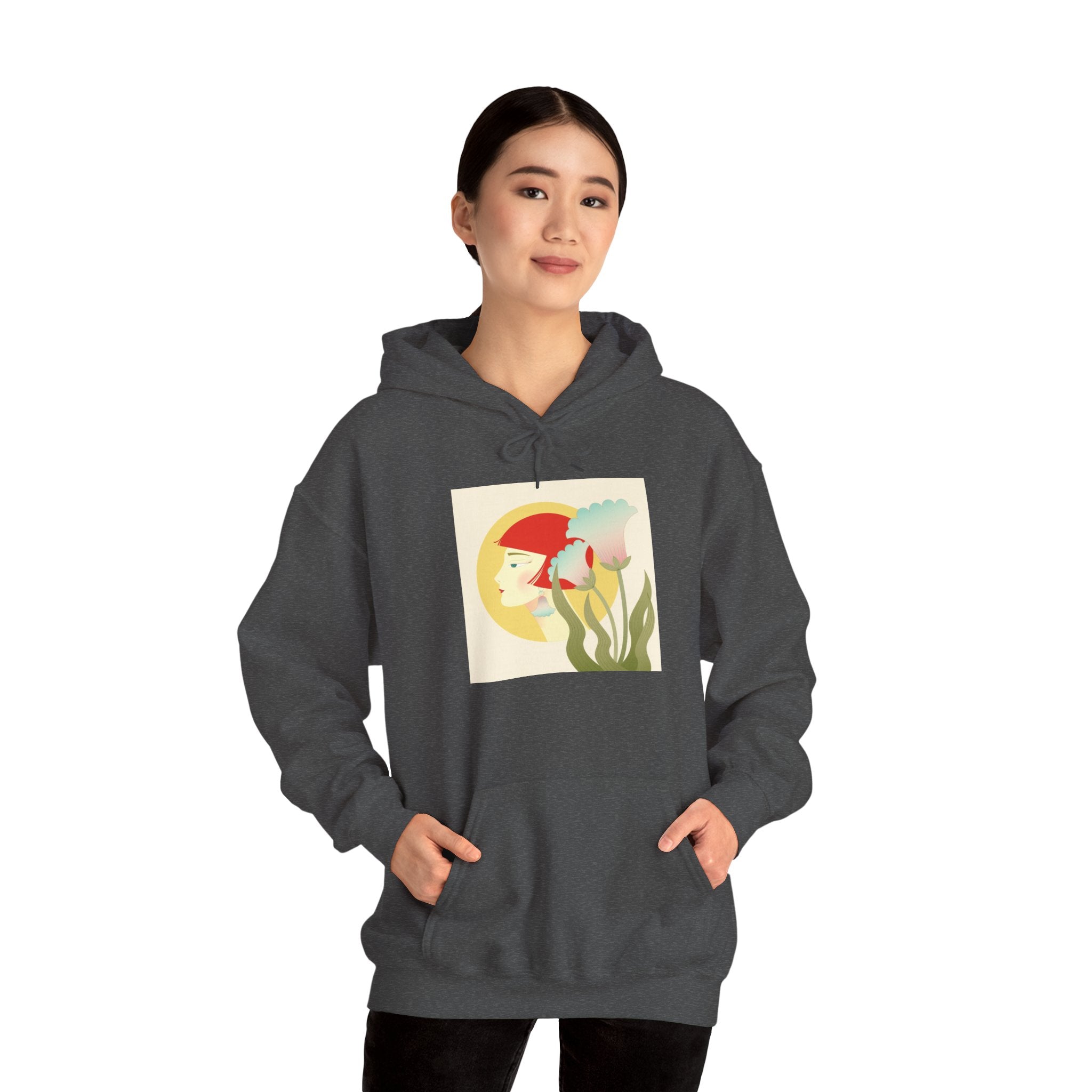 Koi Pond Art Hoodie — Pastel Fish & Lily Design