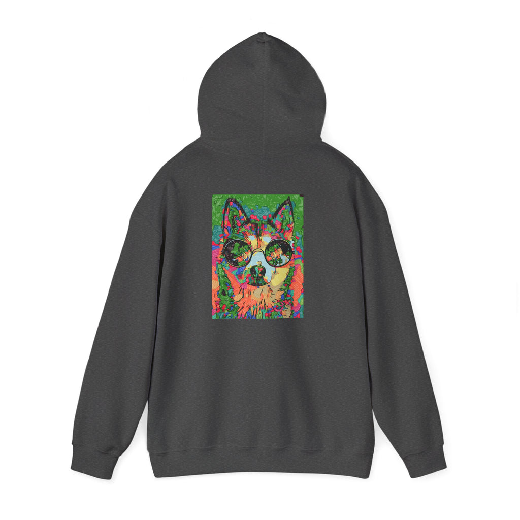 Psychedelic Husky Hoodie — Colorful Trippy Dog Art Pullover