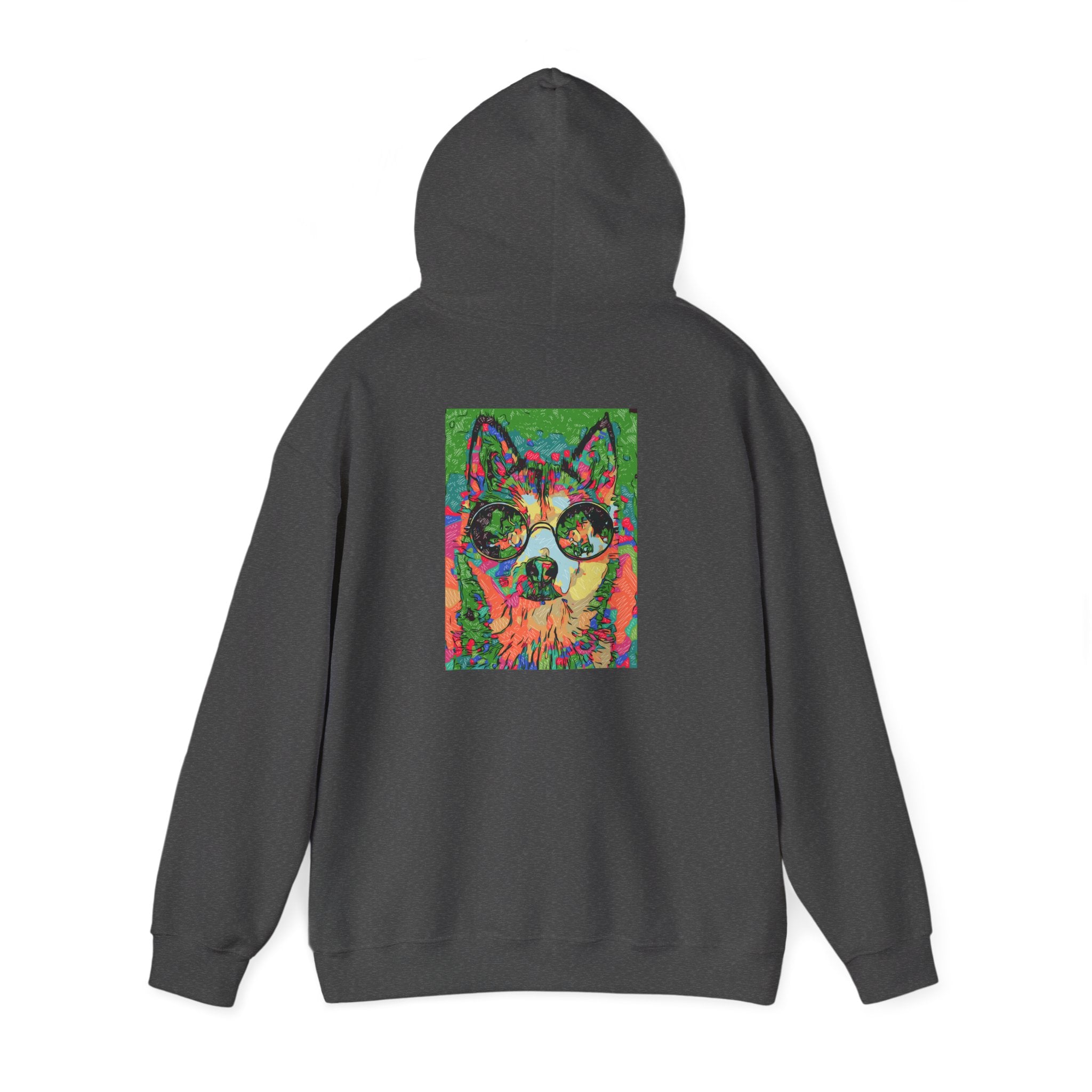 Psychedelic Husky Hoodie — Colorful Trippy Dog Art Pullover