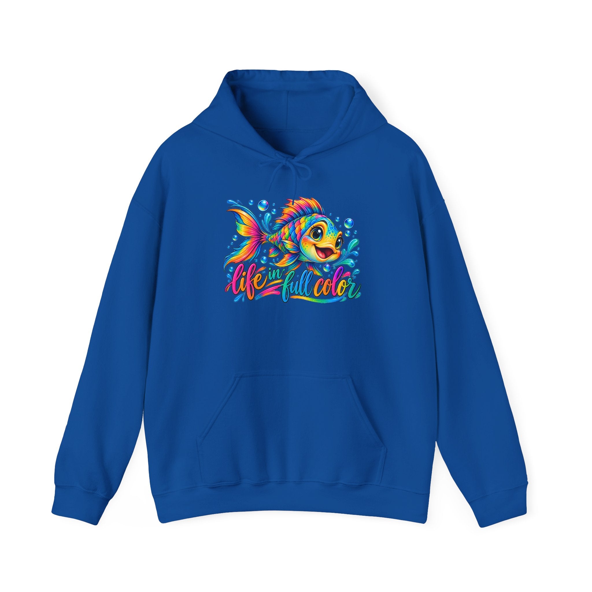 Colorful Fish Hoodie — Vibrant 'Reel Frosted' Fishing Crew Sweatshirt