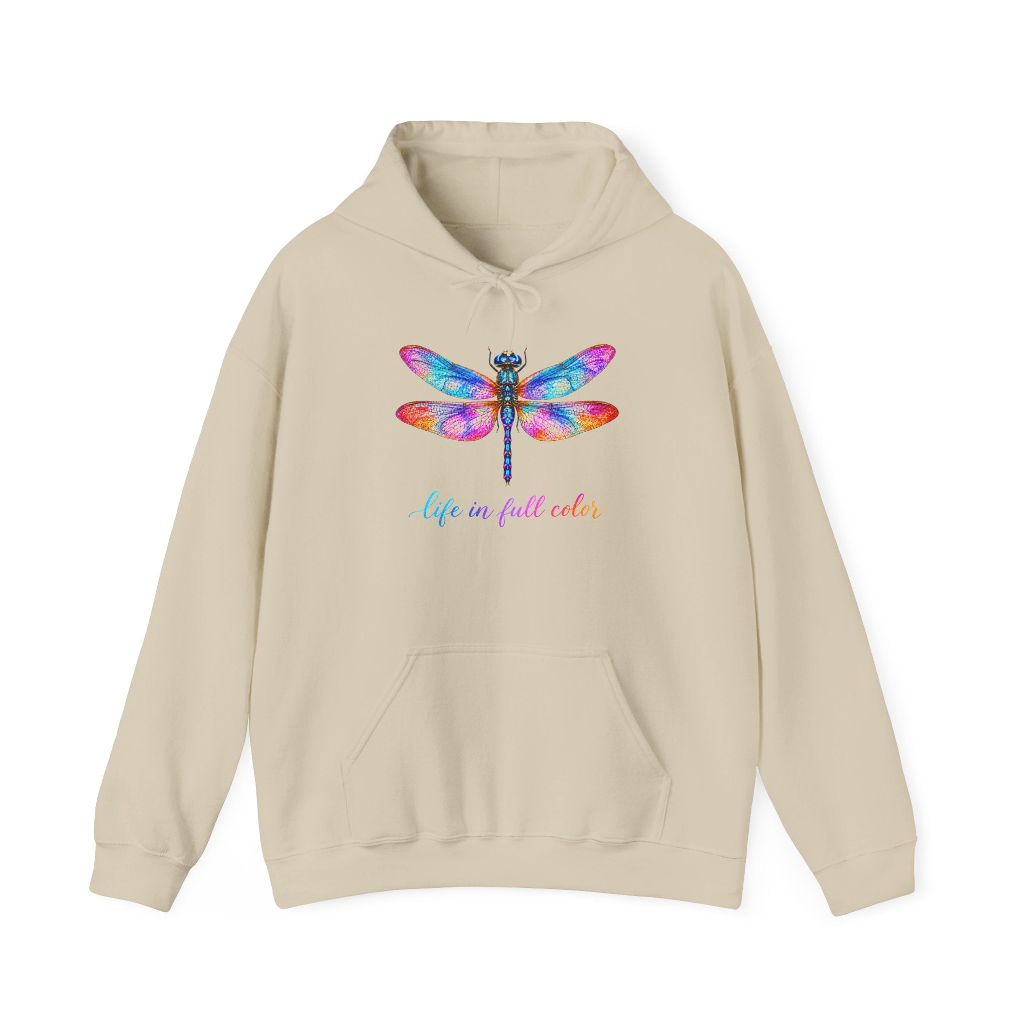 Dragonfly Hoodie — 'Life in Full Color' Watercolor Dragonfly Pullover