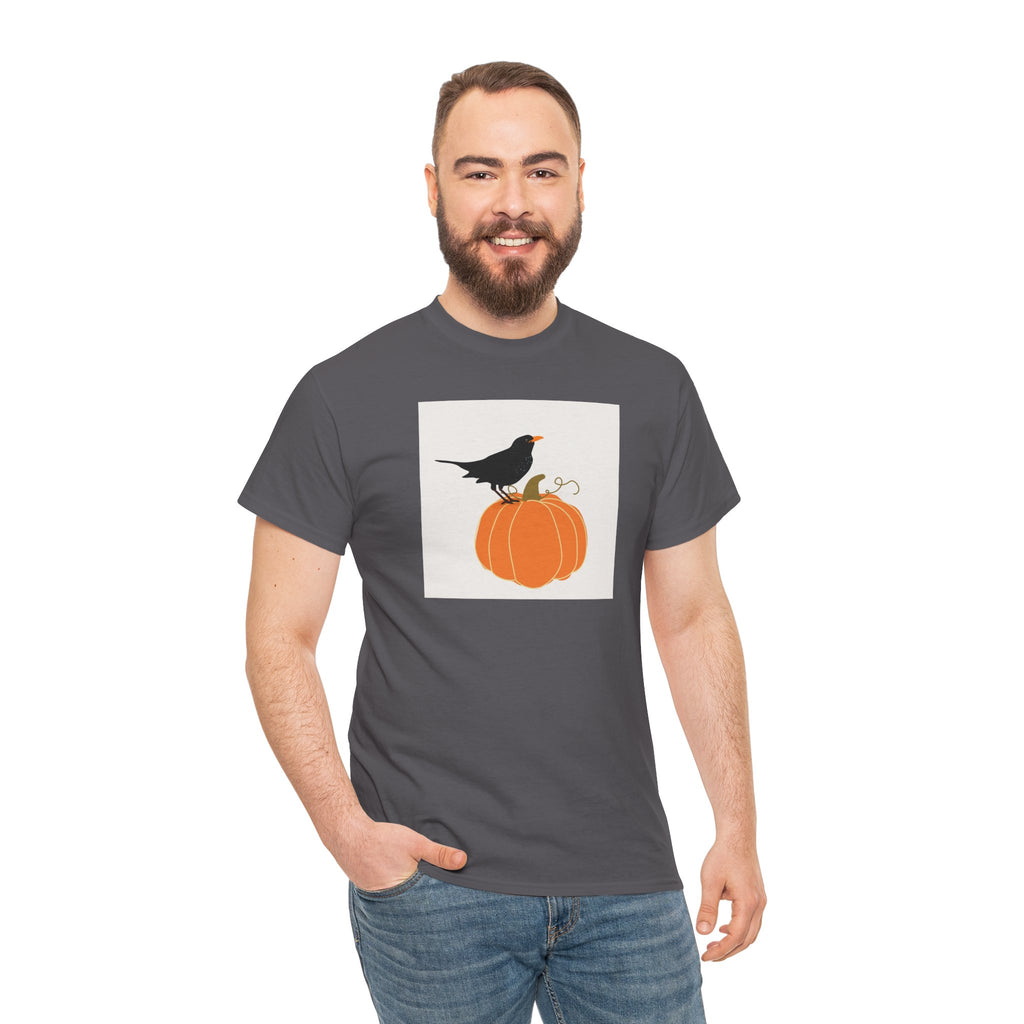Pumpkin & Crow Tee — Autumn Halloween Graphic T-Shirt