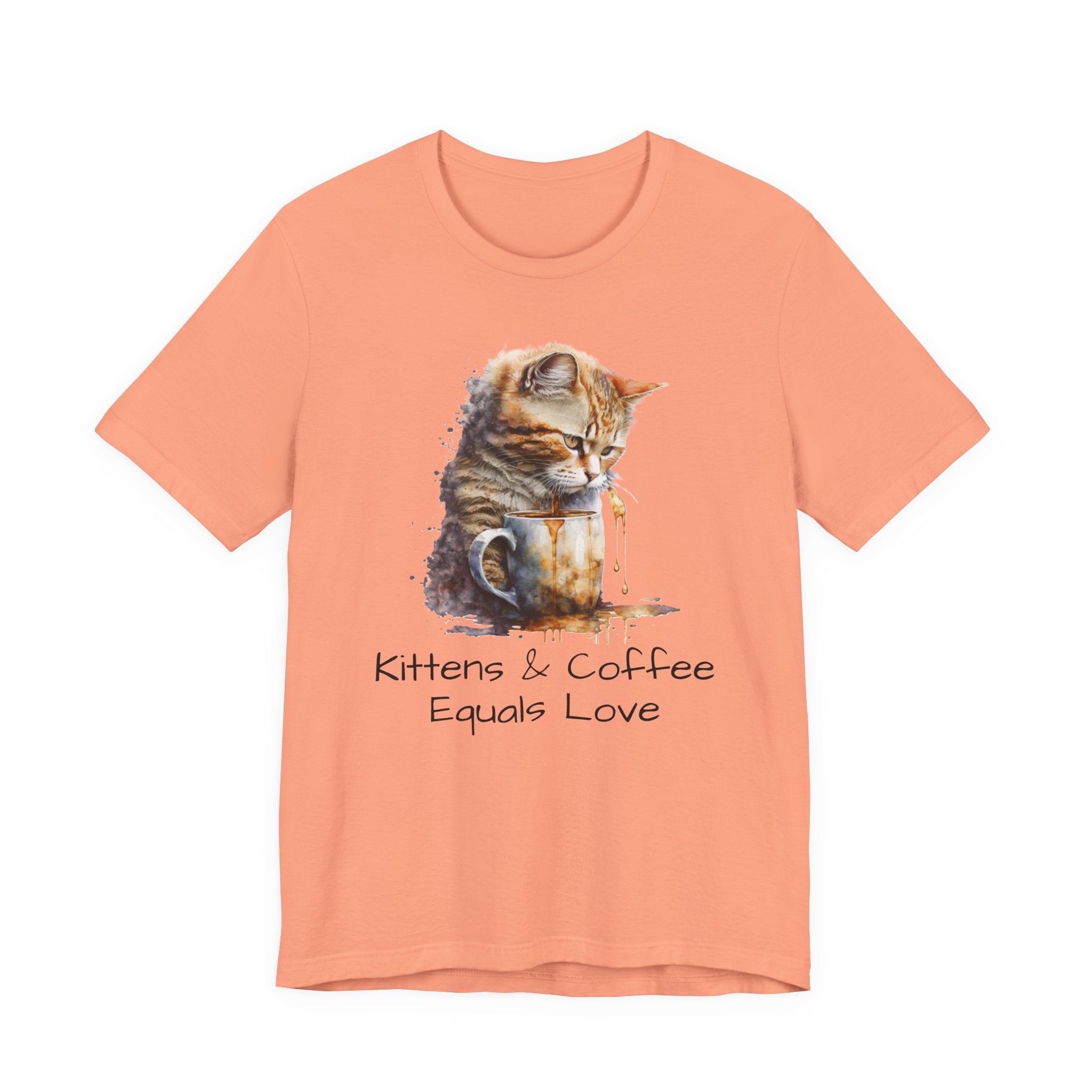 Cat & Coffee T-Shirt — "Kittens & Coffee Equals Love" Cute Cat Graphic Tee