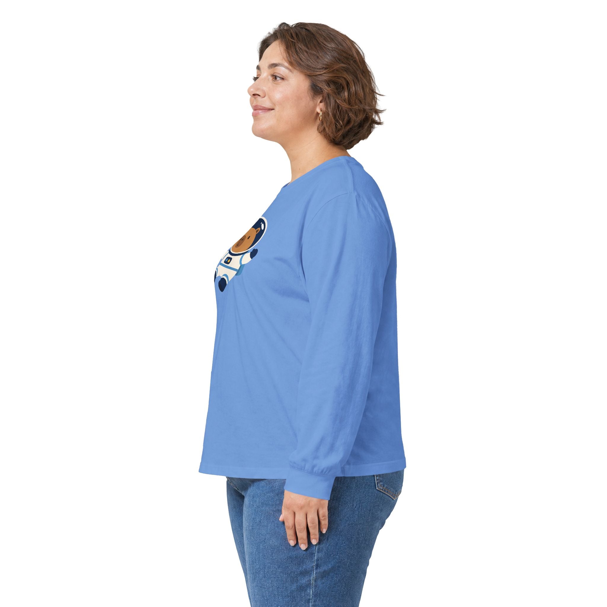 Astronaut Capybara Long Sleeve Tee — Cute Space Explorer Kids' Shirt