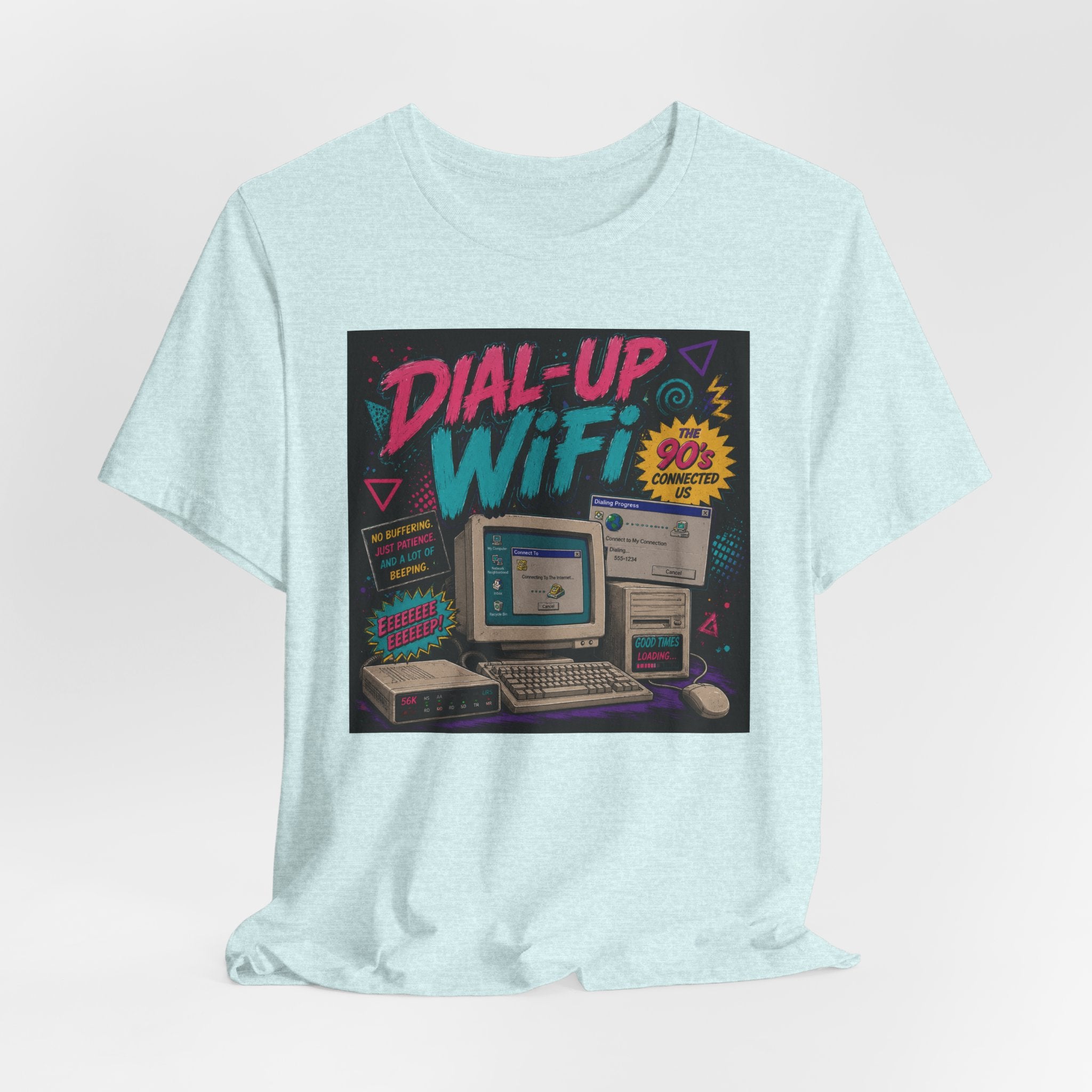 Retro Tech T‑Shirt — "Dial‑Up WiFi" 90s Computer Vintage Graphic Tee