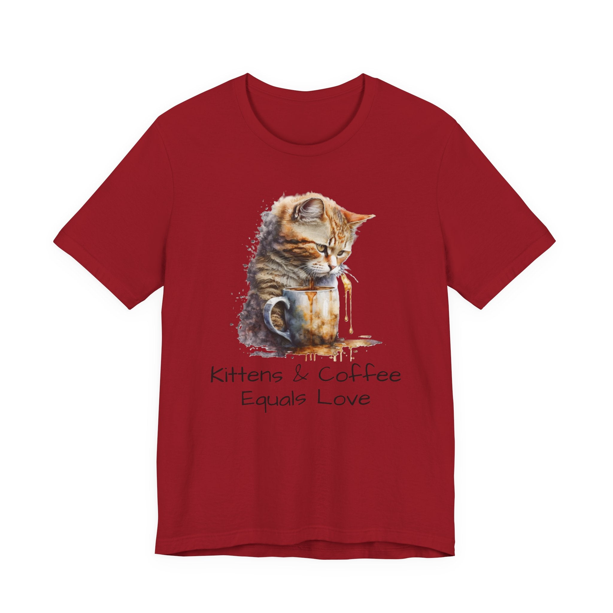 Cat & Coffee T-Shirt — "Kittens & Coffee Equals Love" Cute Cat Graphic Tee
