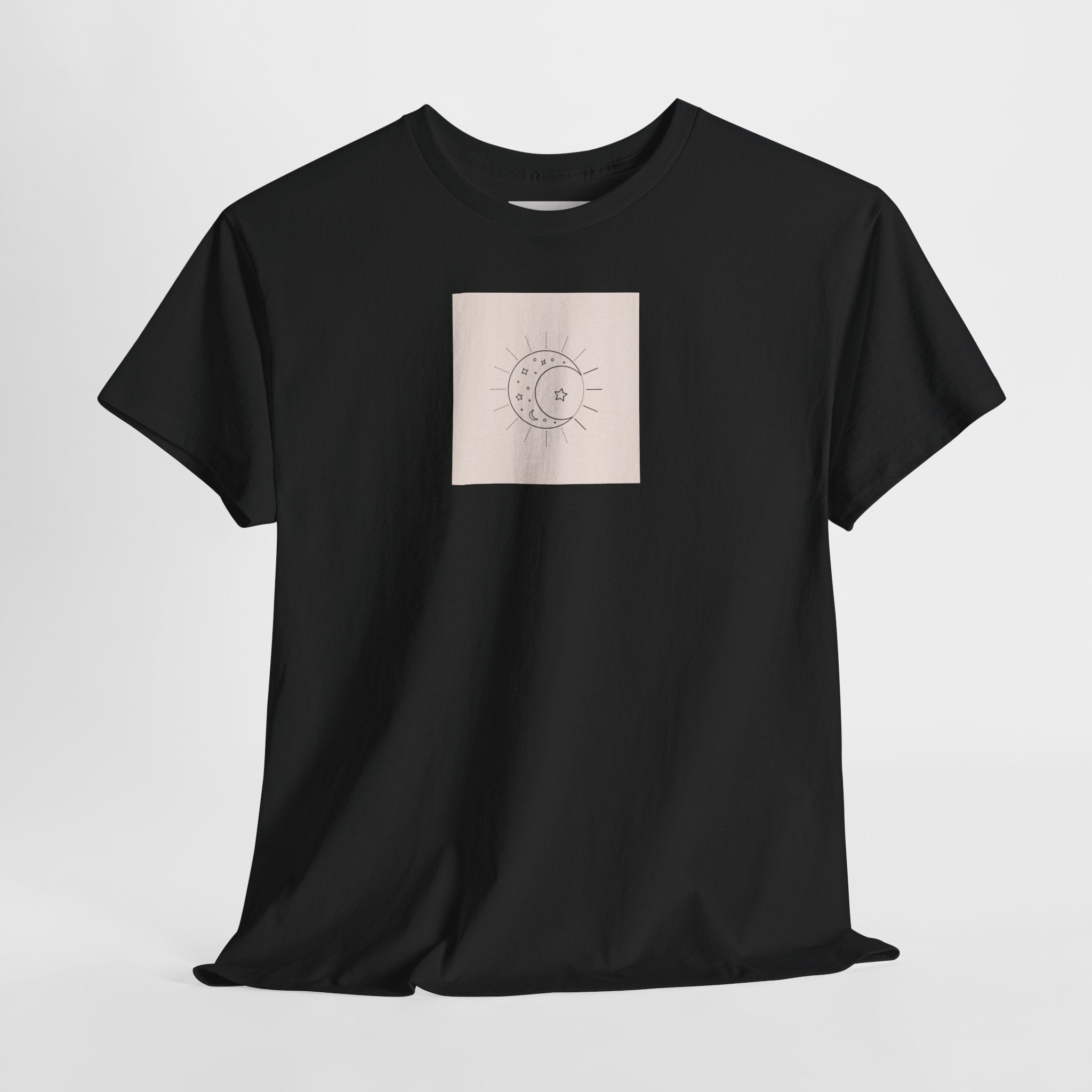 Sun & Moon Minimalist Tee — Celestial Line Art T-Shirt
