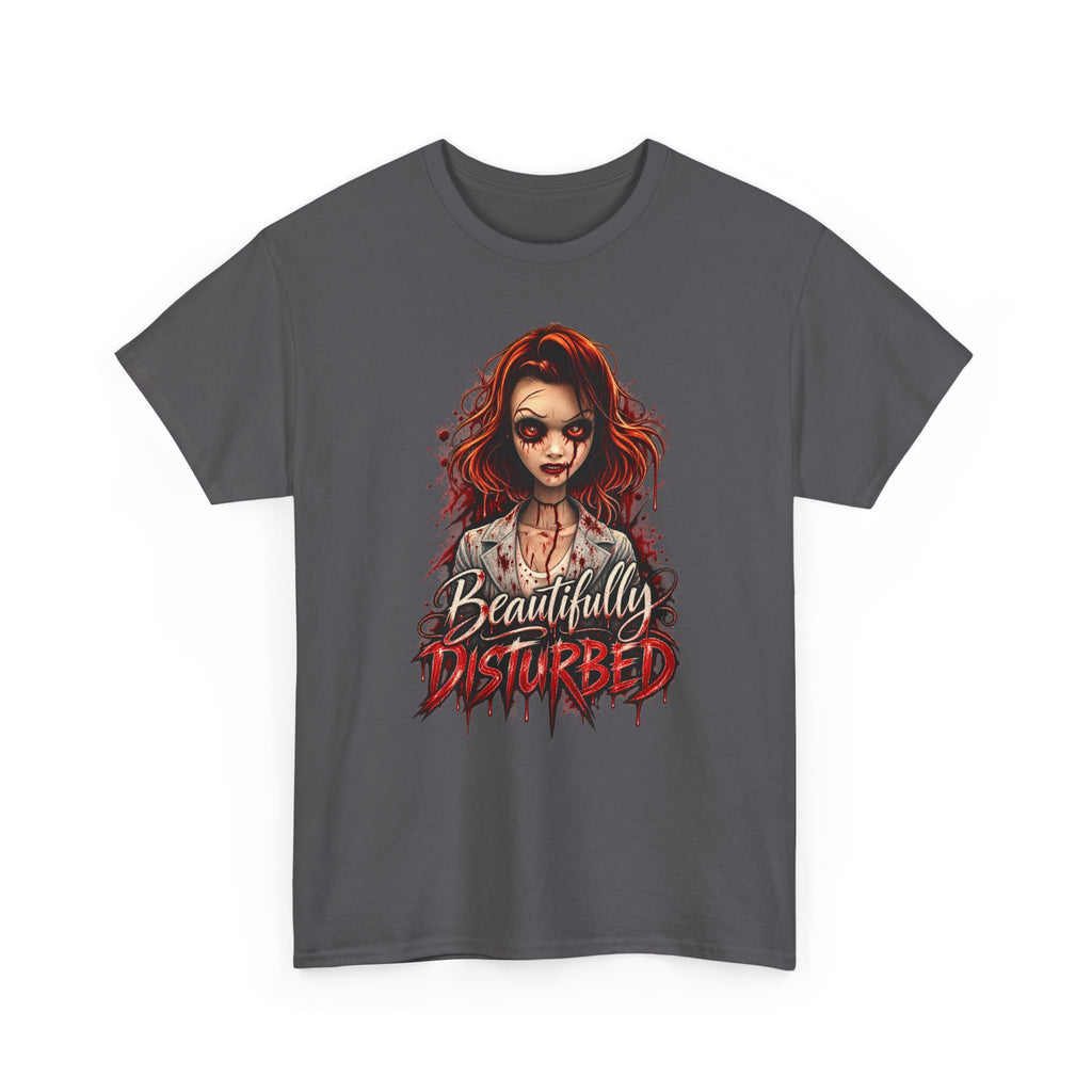 T-Shirt — "Beautifully Disturbed" Gothic Doll Graphic Tee