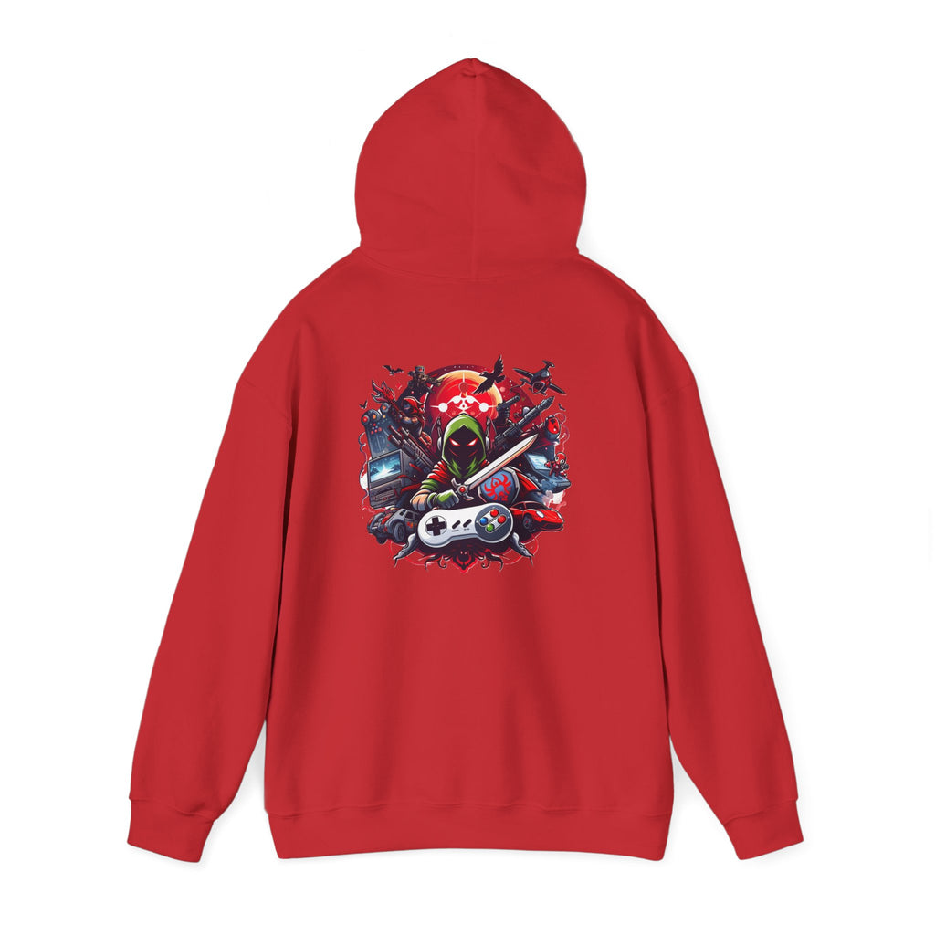 Gamer Skull Hooded Sweatshirt — Retro Controller & Neon Skull Gaming Hoodie