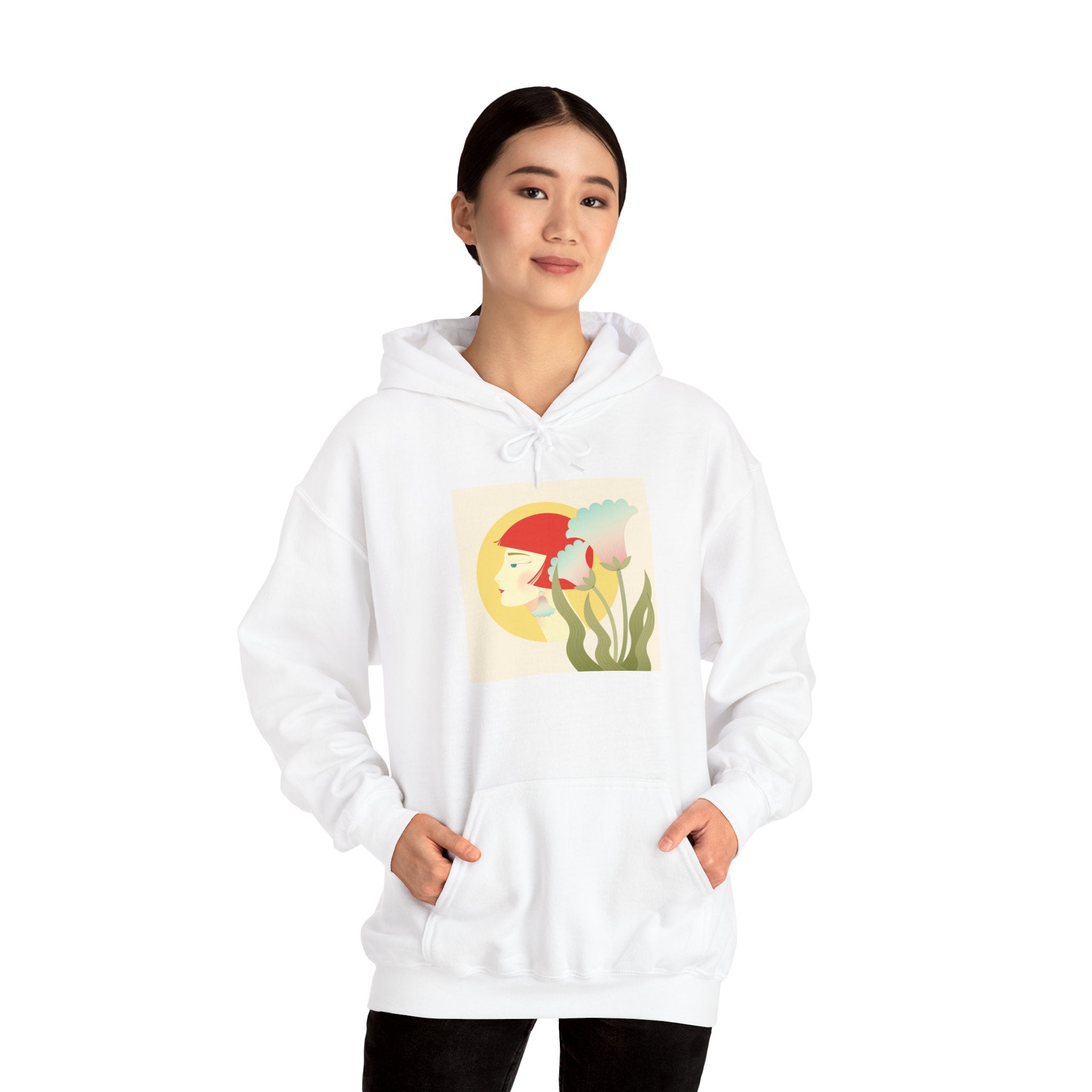 Koi Pond Art Hoodie — Pastel Fish & Lily Design