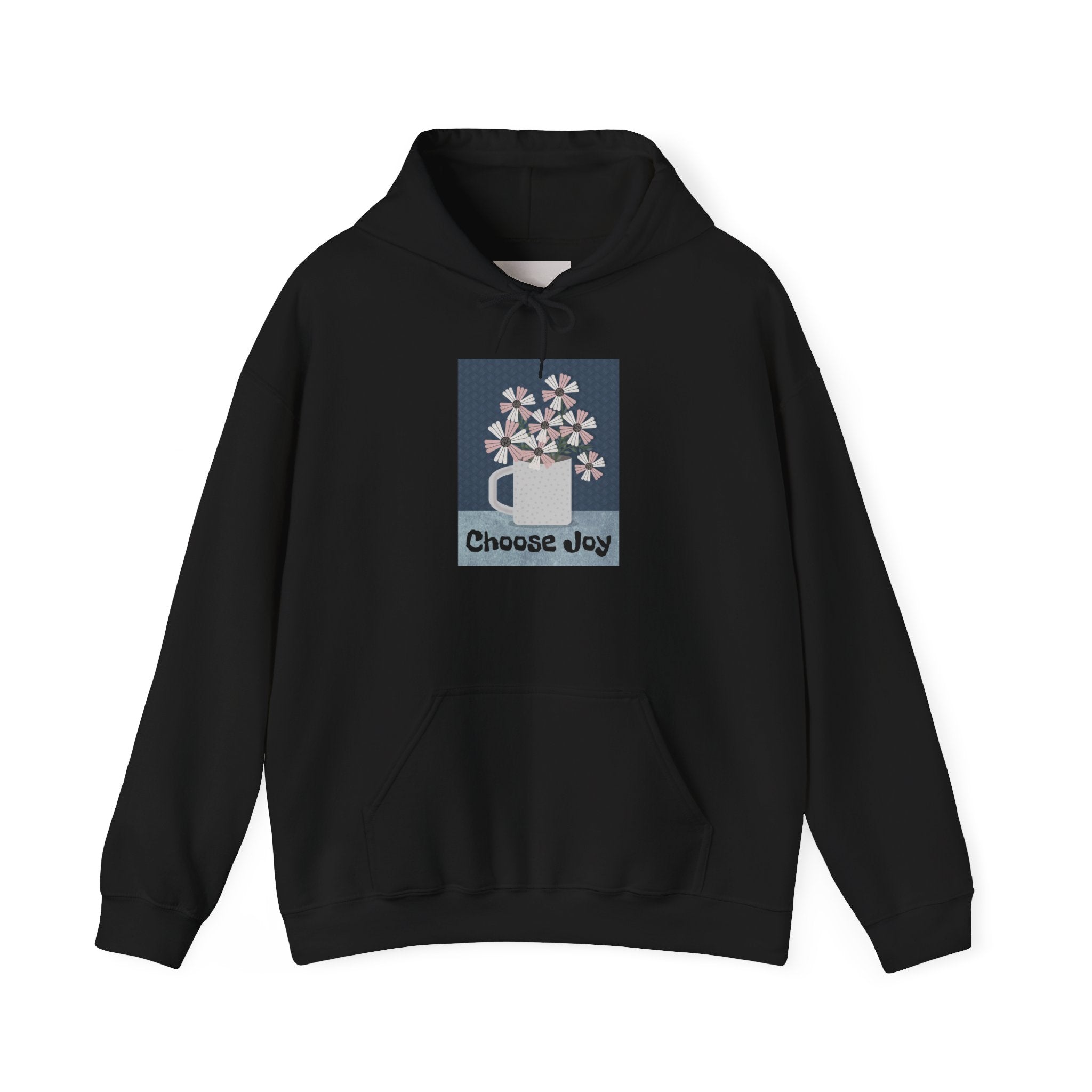 Hoodie – “Choose Joy” Floral Mug Graphic Cozy Sweatshirt