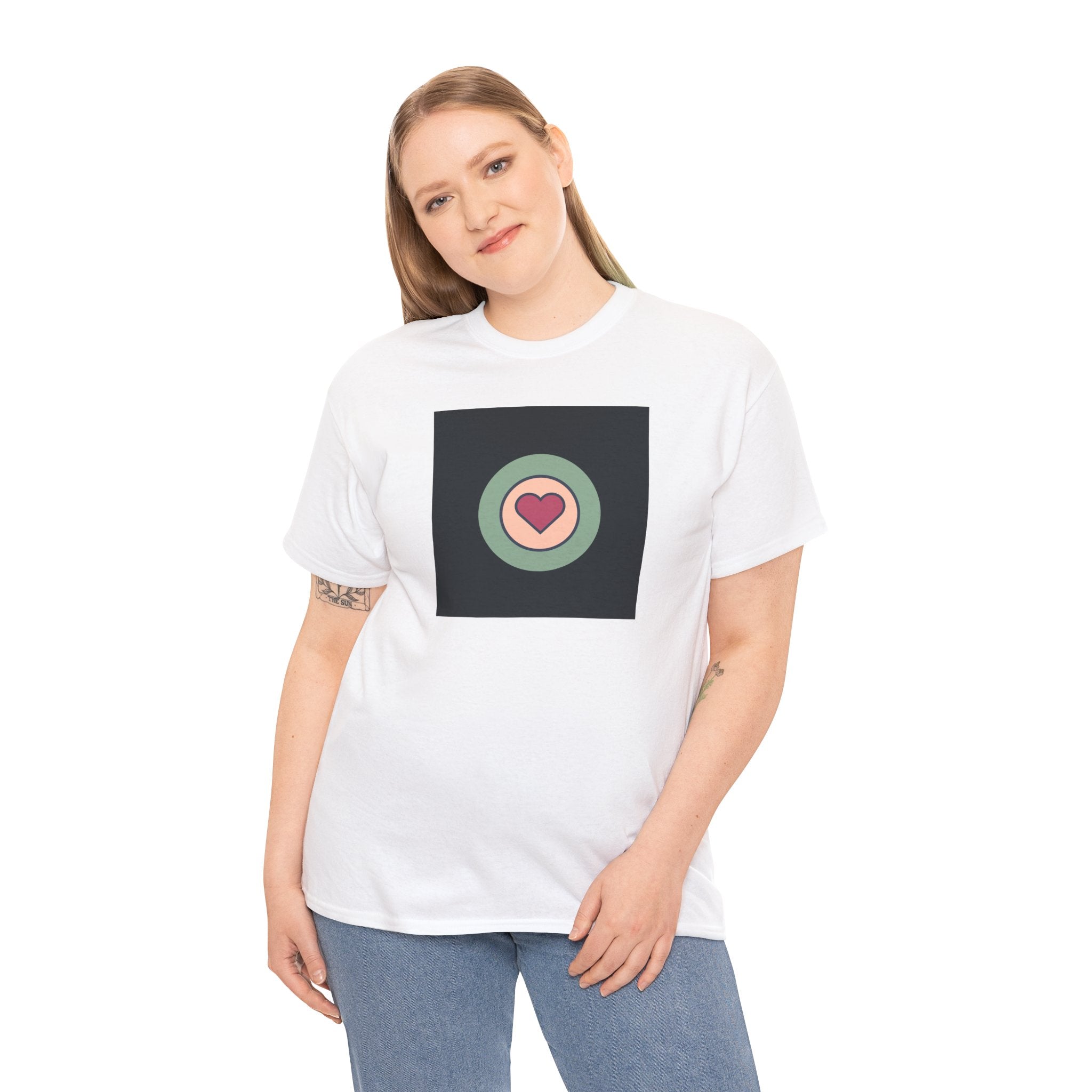 Retro Target Heart T‑Shirt — Minimalist Love Graphic Tee