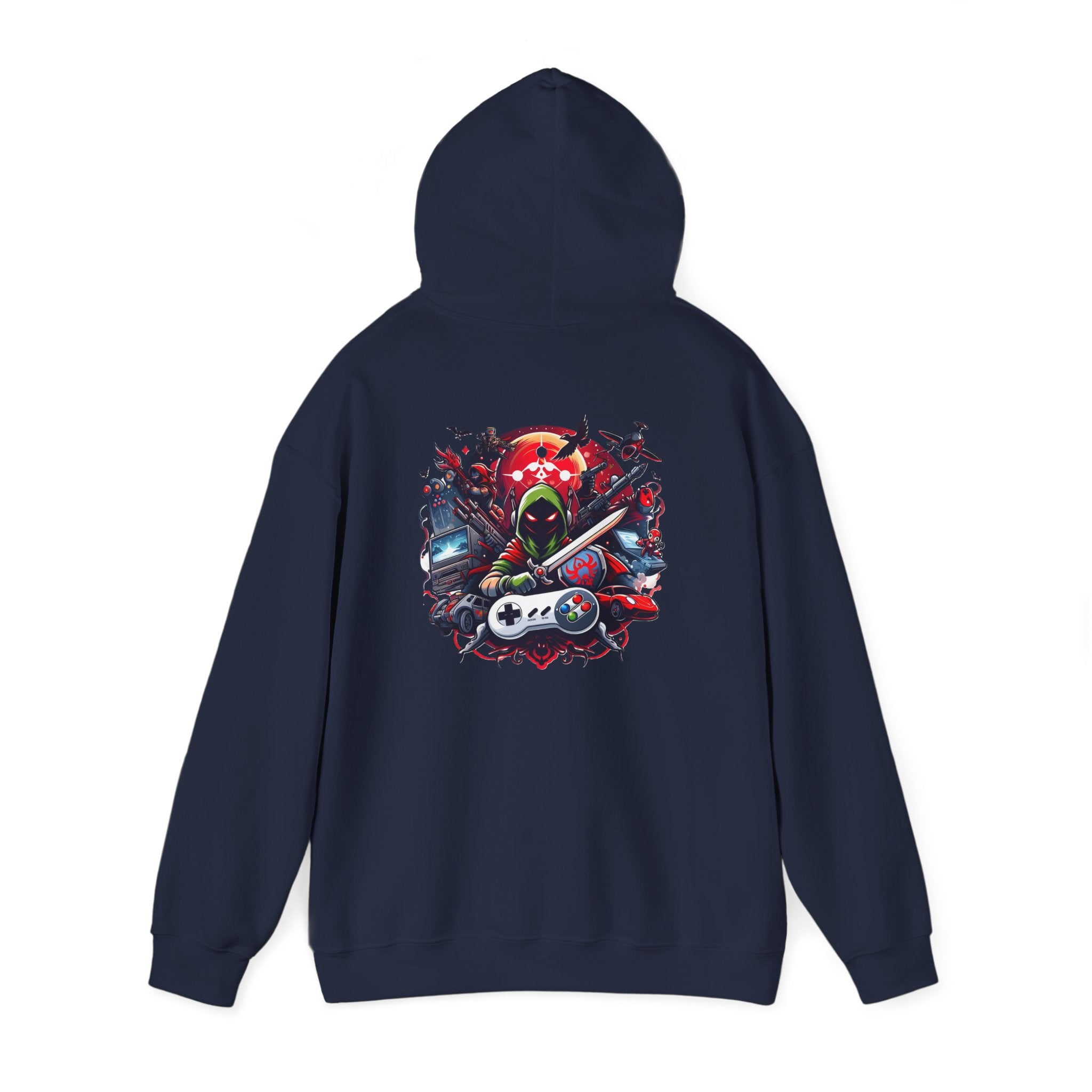 Gamer Skull Hooded Sweatshirt — Retro Controller & Neon Skull Gaming Hoodie