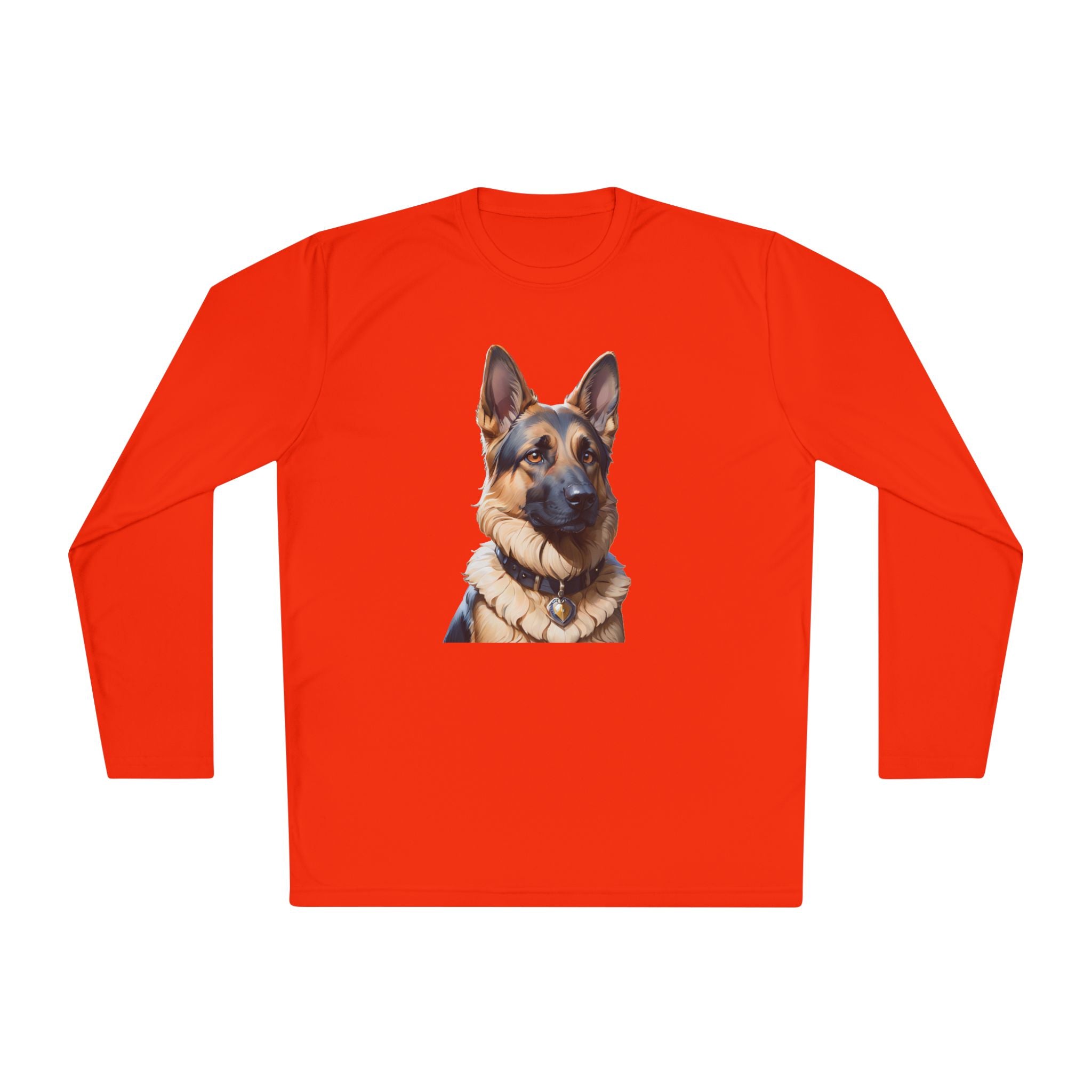 German Shepherd Portrait Long Sleeve Tee — Realistic Dog Face Shirt for Pet Lovers