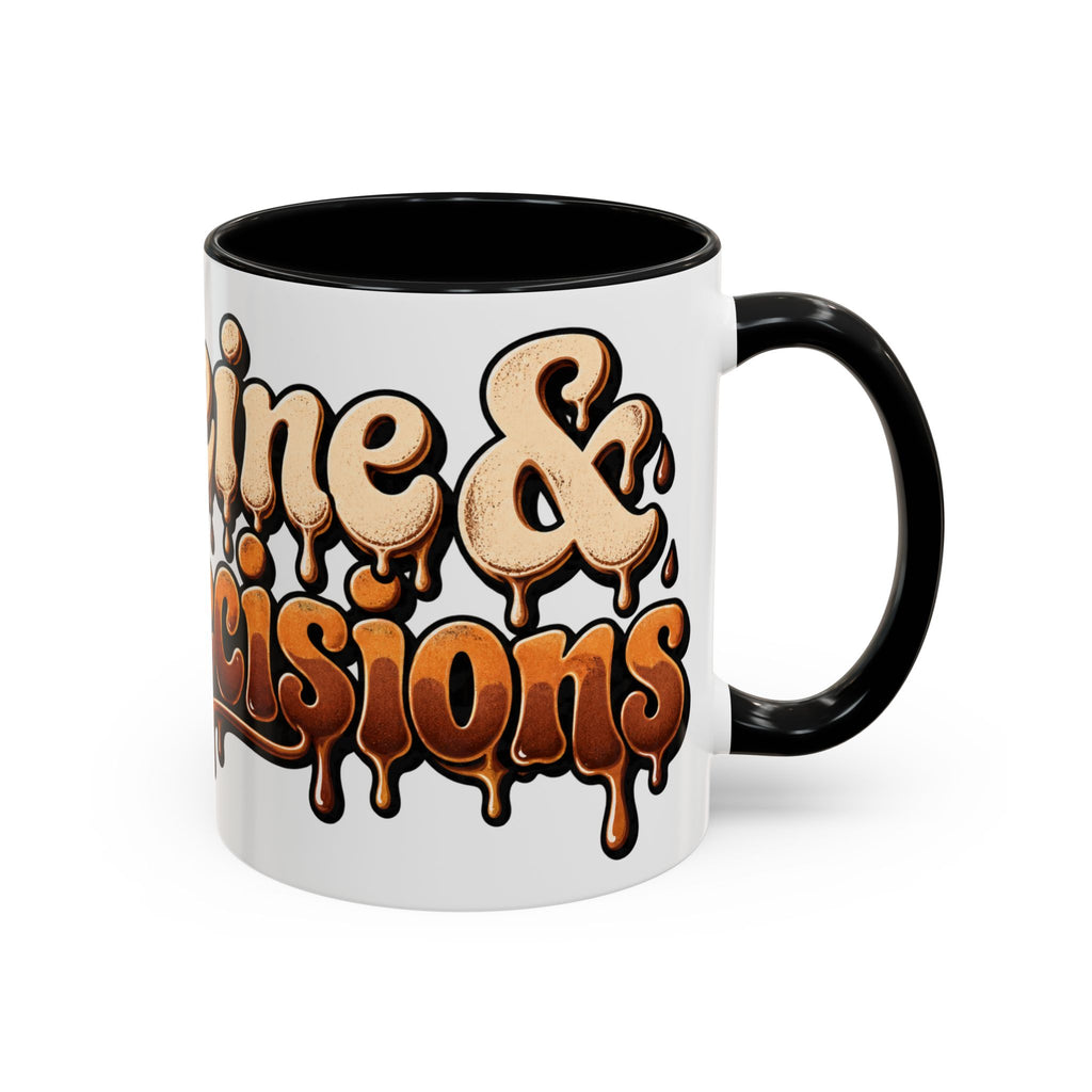Coffee Mug — "Caffeine & Bad Decisions" Drippy Retro Accent Mug (11/15oz)