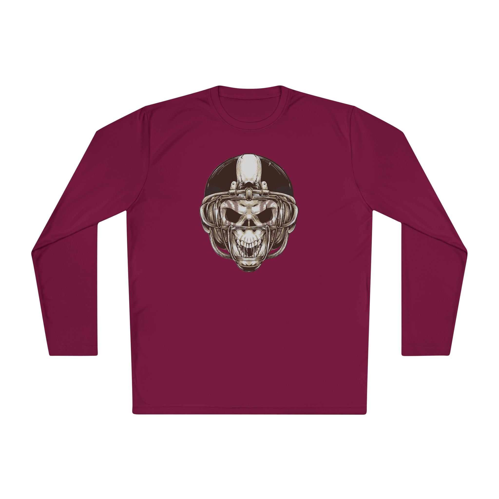 Skull Helmet Long Sleeve Tee — Biker Skull Graphic Shirt