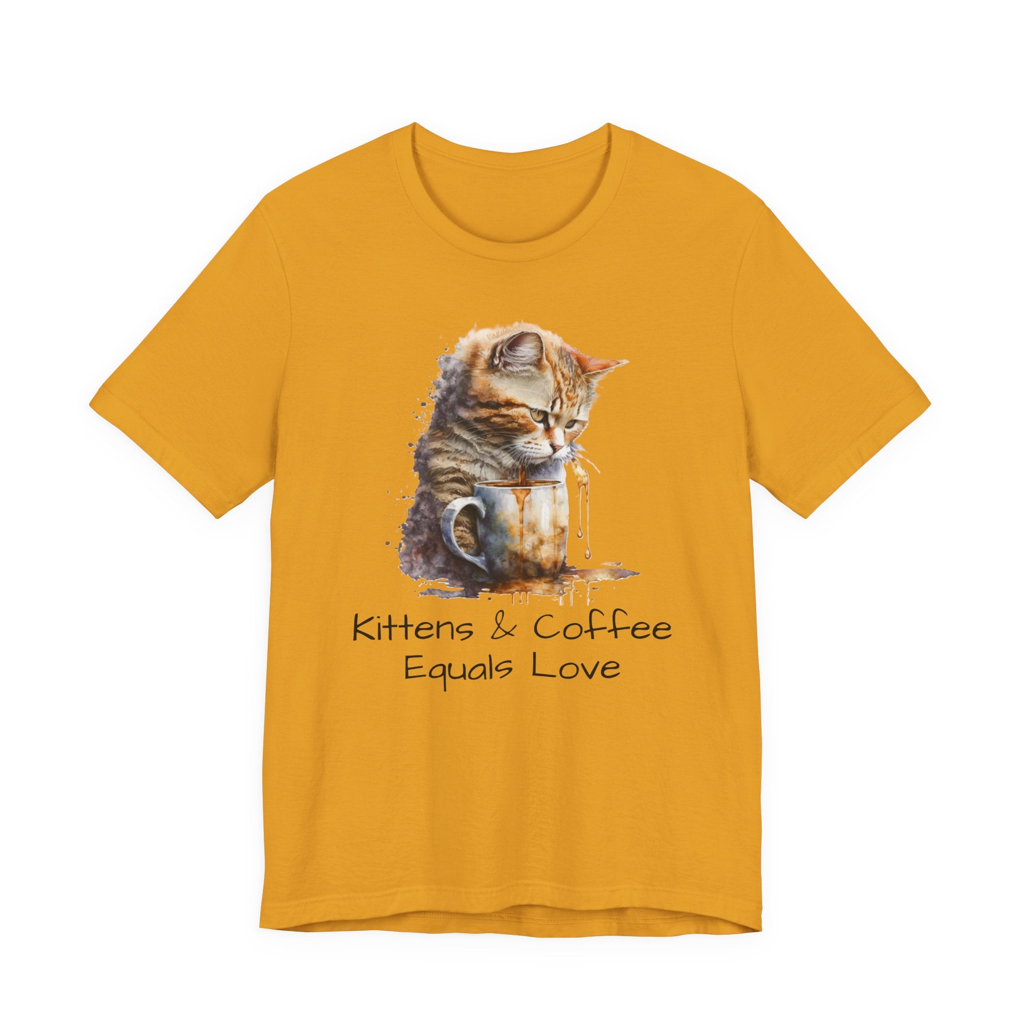 Cat & Coffee T-Shirt — "Kittens & Coffee Equals Love" Cute Cat Graphic Tee