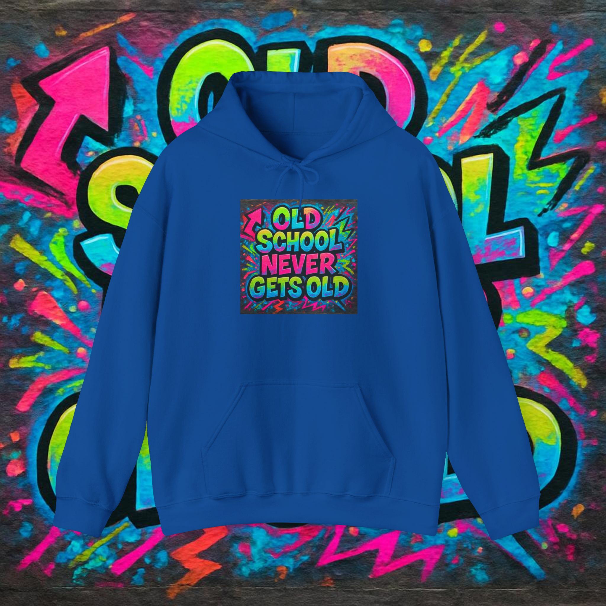 Old School Never Gets Old Hoodie - Retro Graffiti 90s Nostalgia Sweatshirt