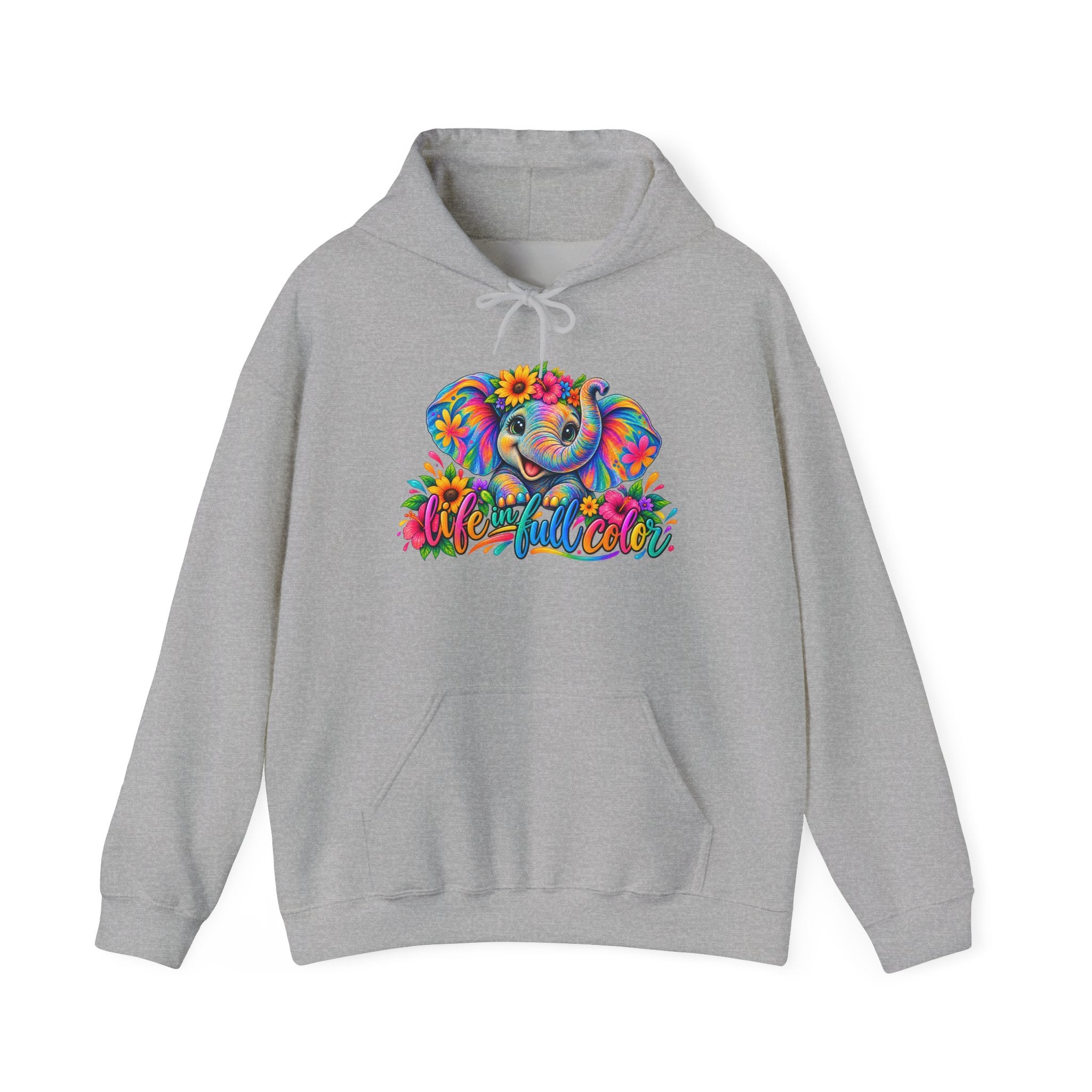 Elephant Flower Hoodie — Colorful Floral Elephant Graphic Sweatshirt