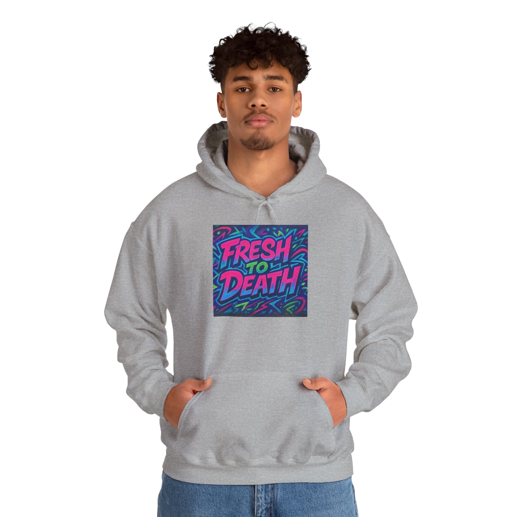 Hoodie — "Fresh to Death" Neon Graffiti Streetwear