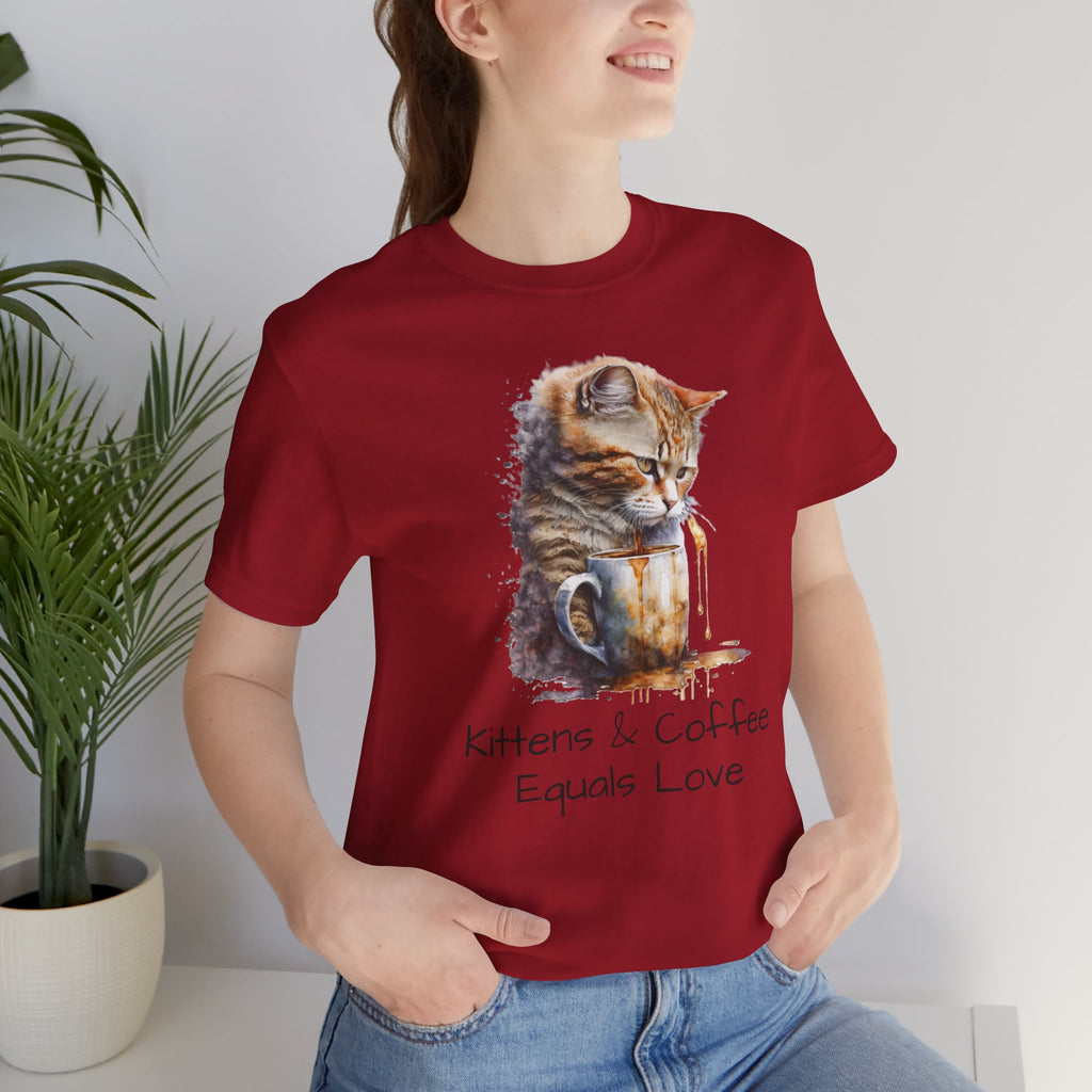 Cat & Coffee T-Shirt — "Kittens & Coffee Equals Love" Cute Cat Graphic Tee
