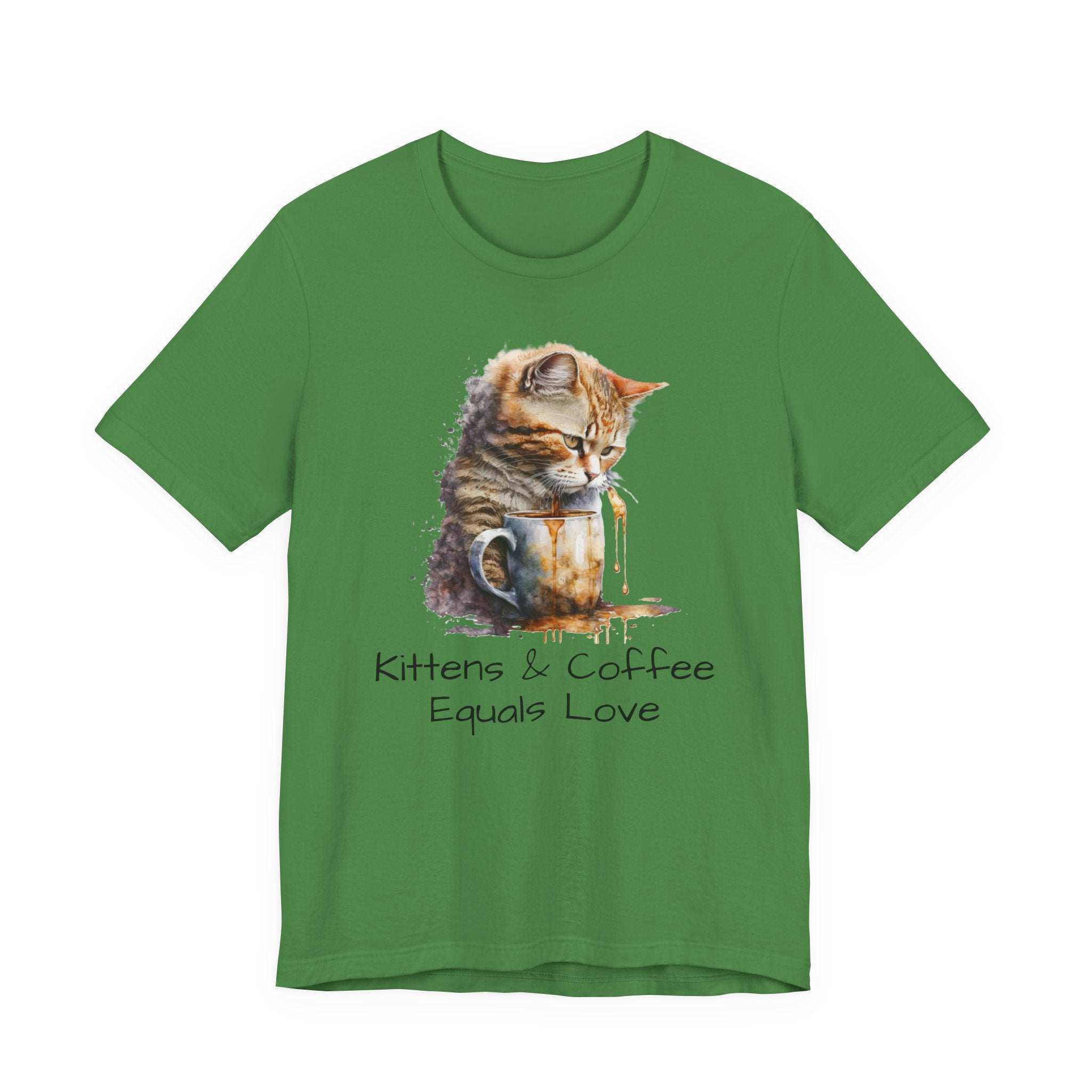 Cat & Coffee T-Shirt — "Kittens & Coffee Equals Love" Cute Cat Graphic Tee