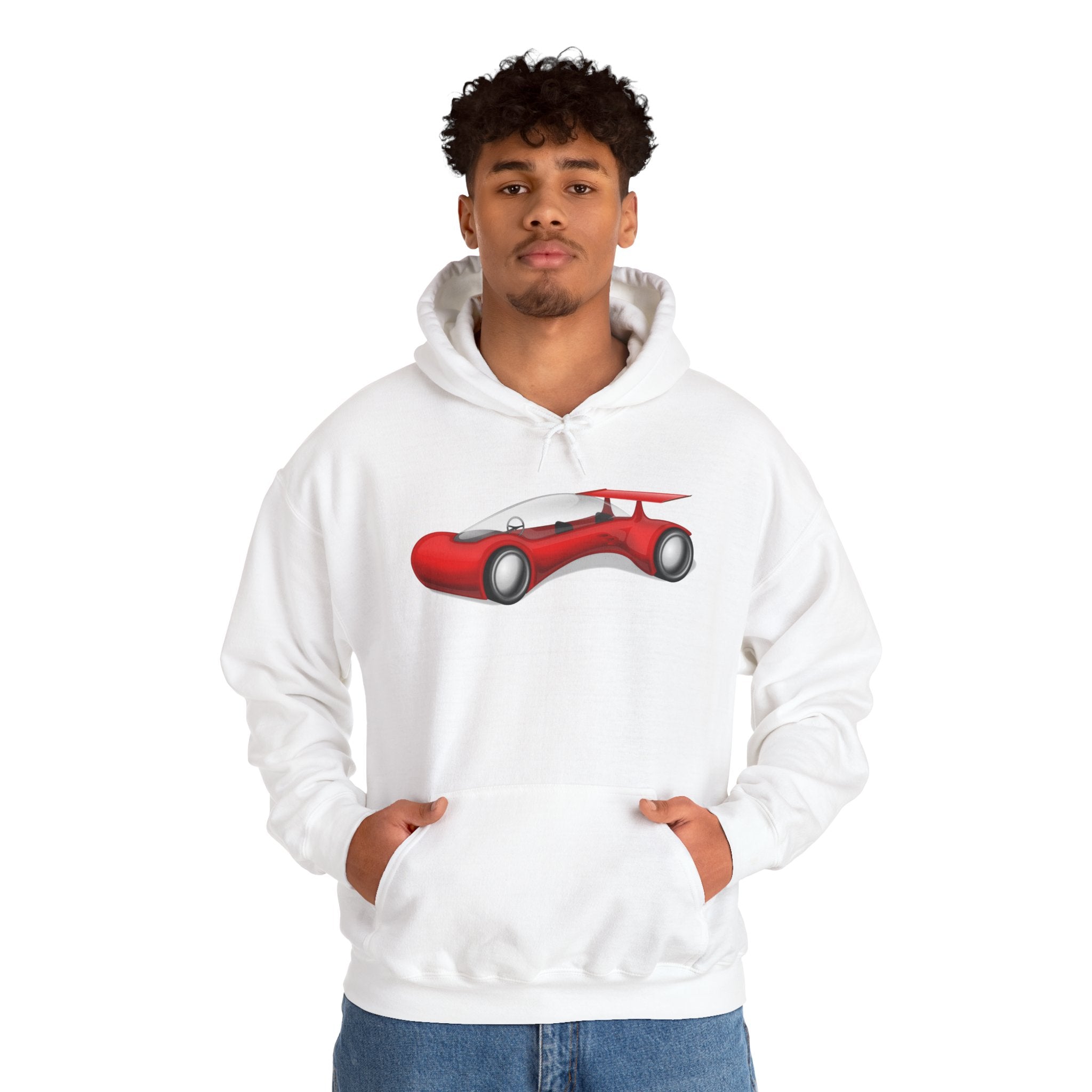 Red Racecar Hoodie — Retro Sports Car Graphic Pullover
